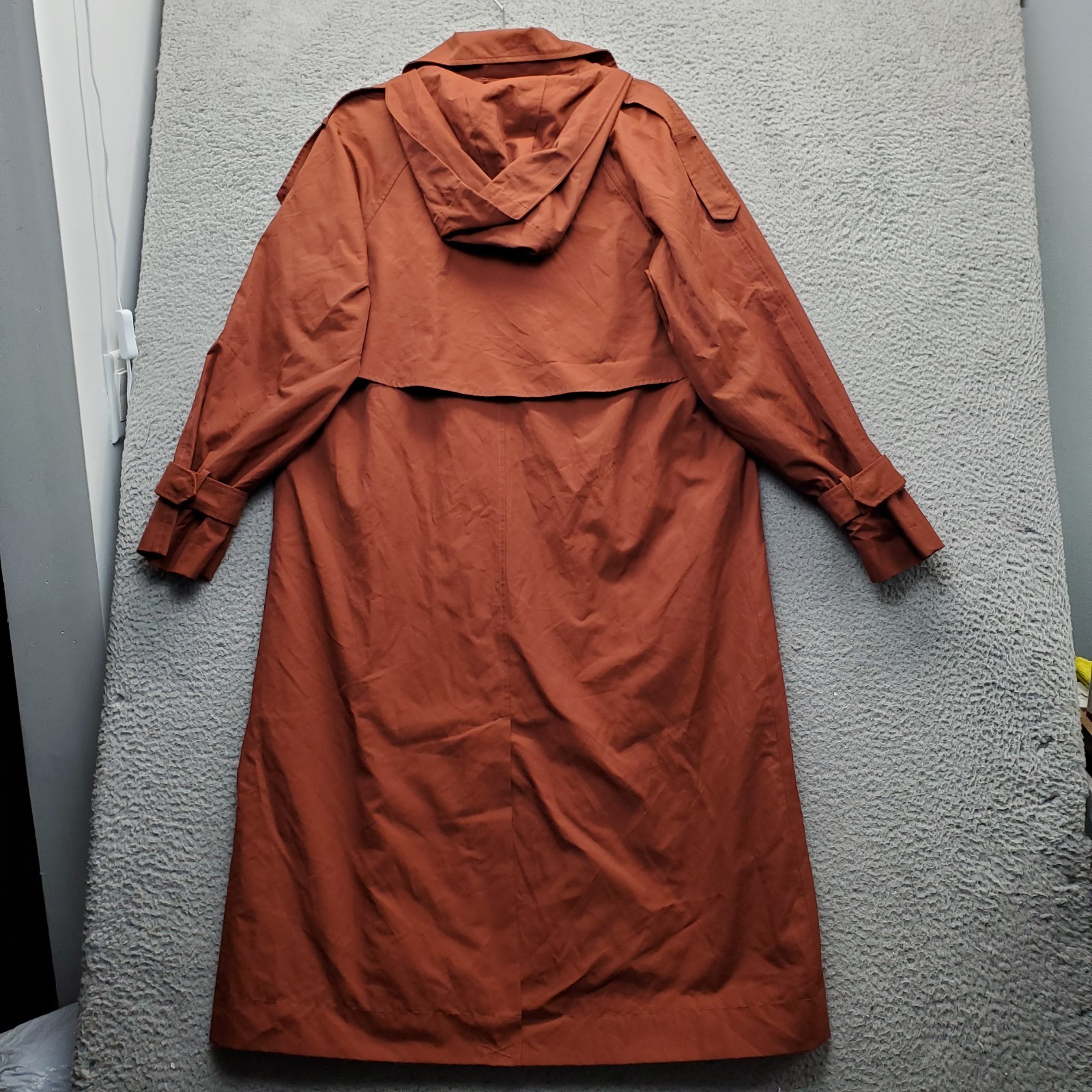 CALIA Rain Wind Trench Coat Womens Medium Brown Water Repellent Removable Hood