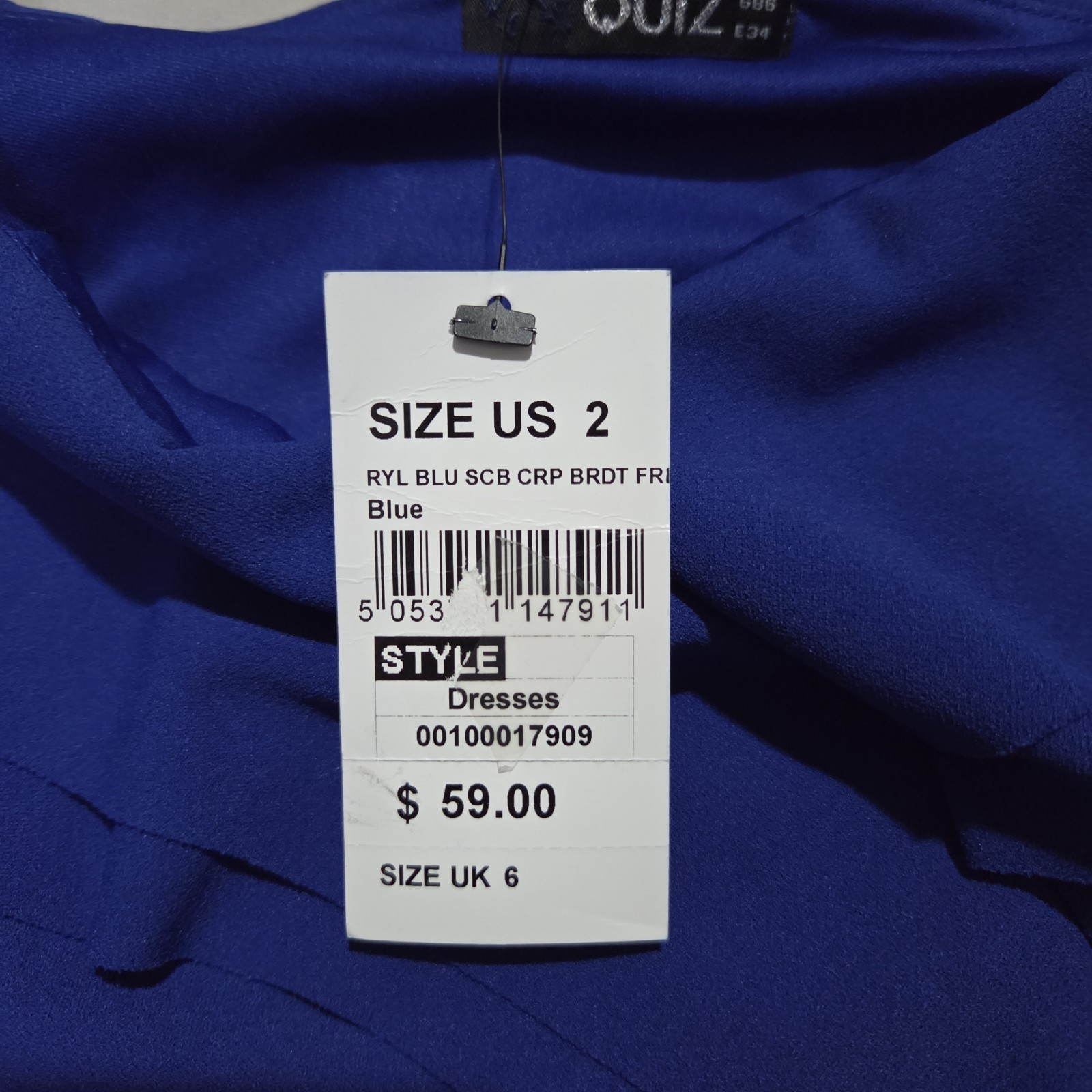 QUIZ ROYAL BLUE OFF-SHOULDER MERMAID STYLE DESIGNER DRESS NWT