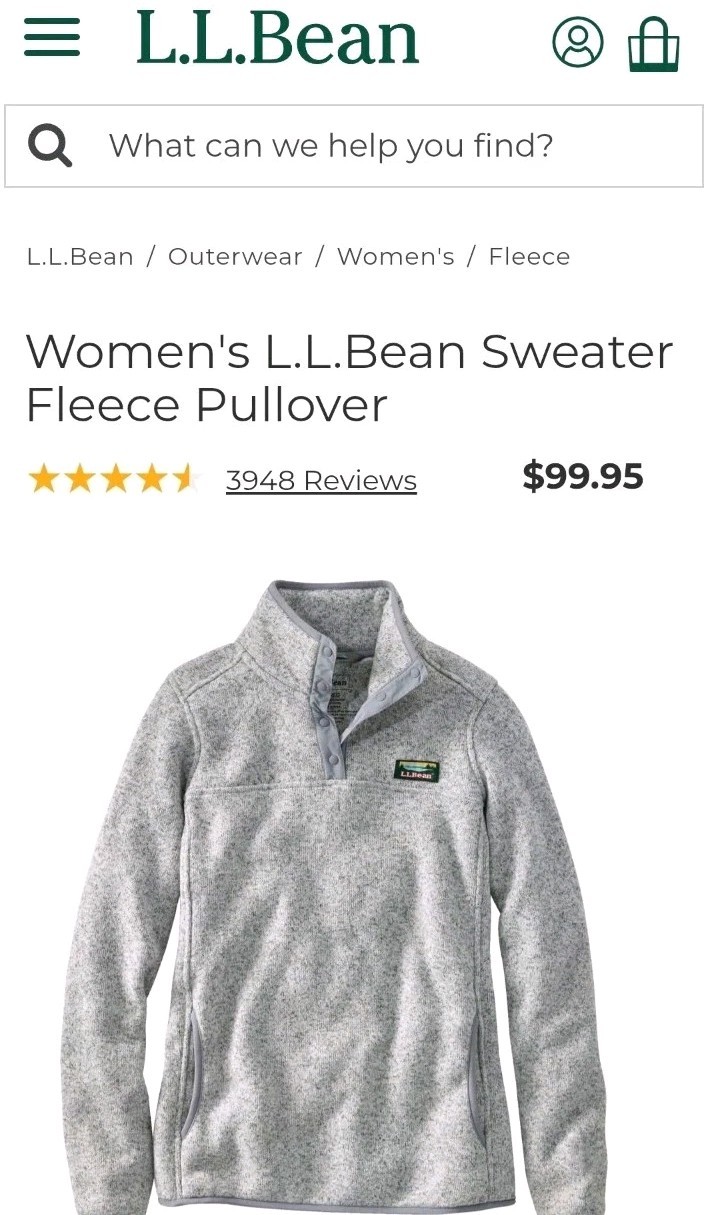 LL Bean Gray 1/4 Snap Pullover Sweatshirt Women’s Regular Small (B16)