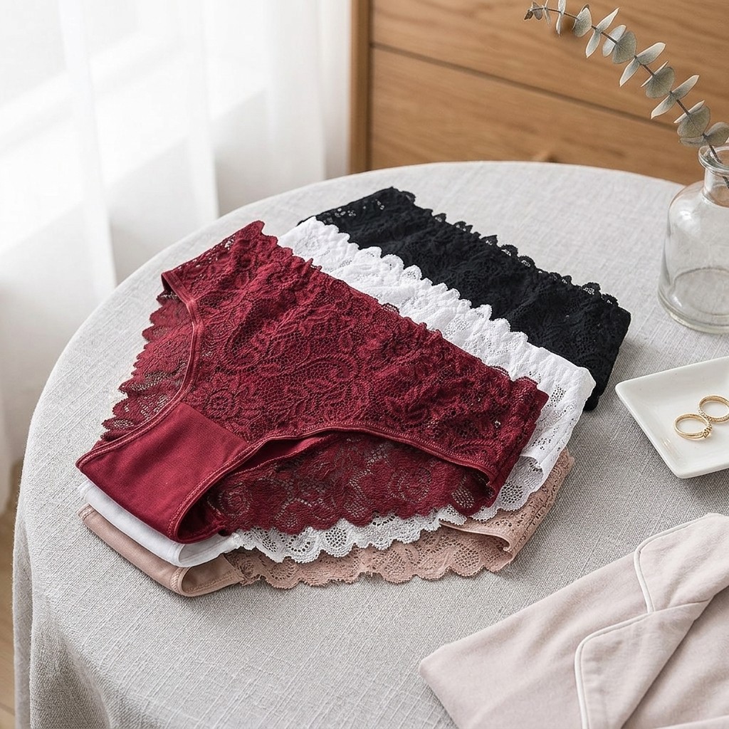 5 Pack Women’s Cotton Lace Briefs Soft Stretch Breathable Panties S-XXL