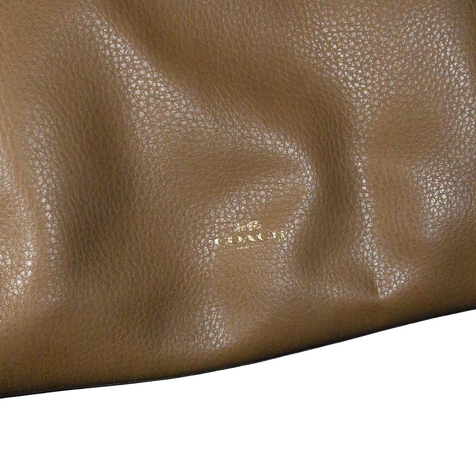 COACH Pebbled Leather Derby Tote Bag Dual Handle Large Tan Brown Handbag F58660
