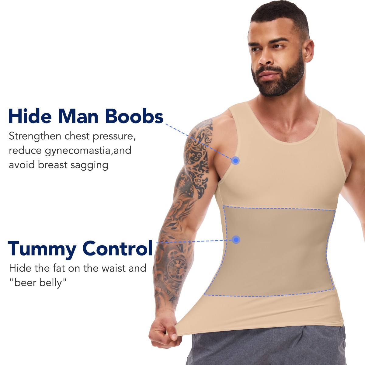 Men Compression Slim Tummy Control Body Shaper Vest Tank Top Shapewear Underwear