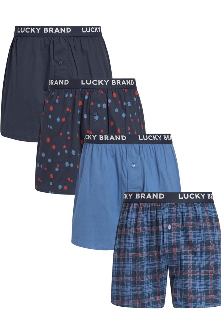 Lucky Brand Knit Boxer Shorts Cotton Assorted Color Underwear 4 Pk Sz 2XL