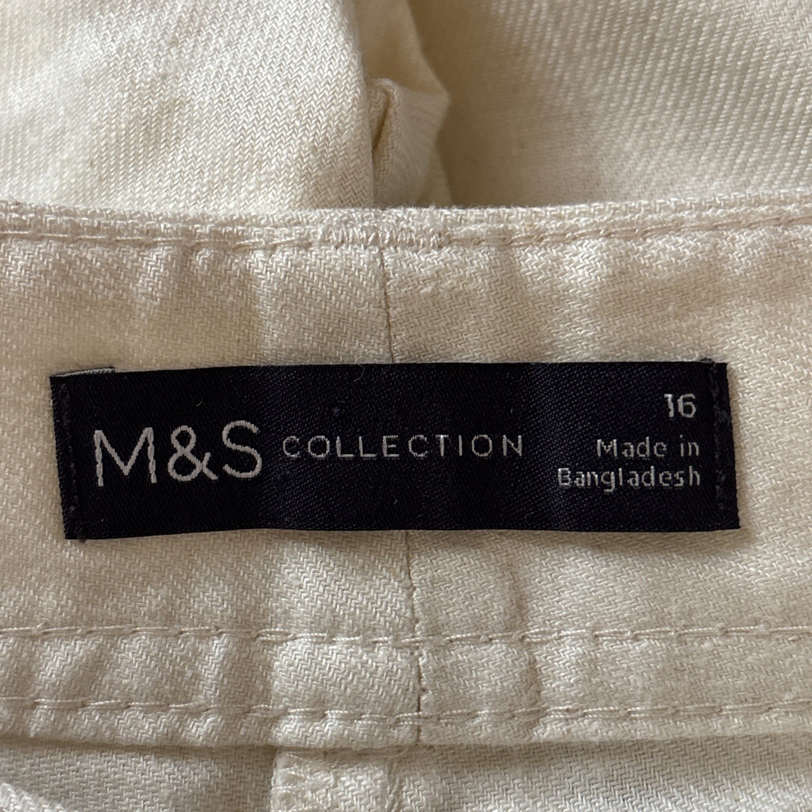 BNWOT Marks & Spencer Beige Linen Mix Wide-Leg tailored Trousers Size 16 Long