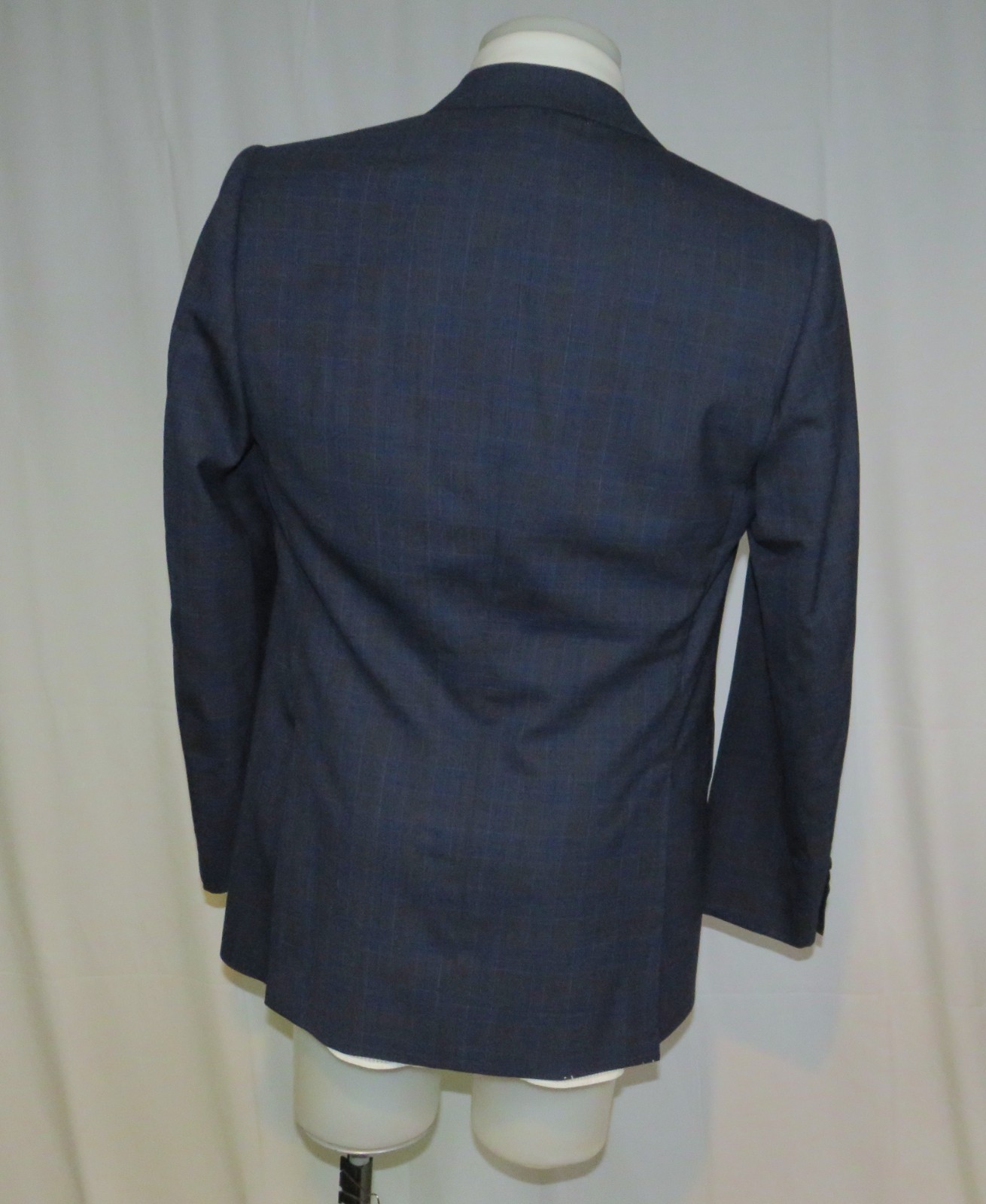 Edward Sexton Bespoke Savile Row Blue Subtle Plaid One Button Sport Coat 40L
