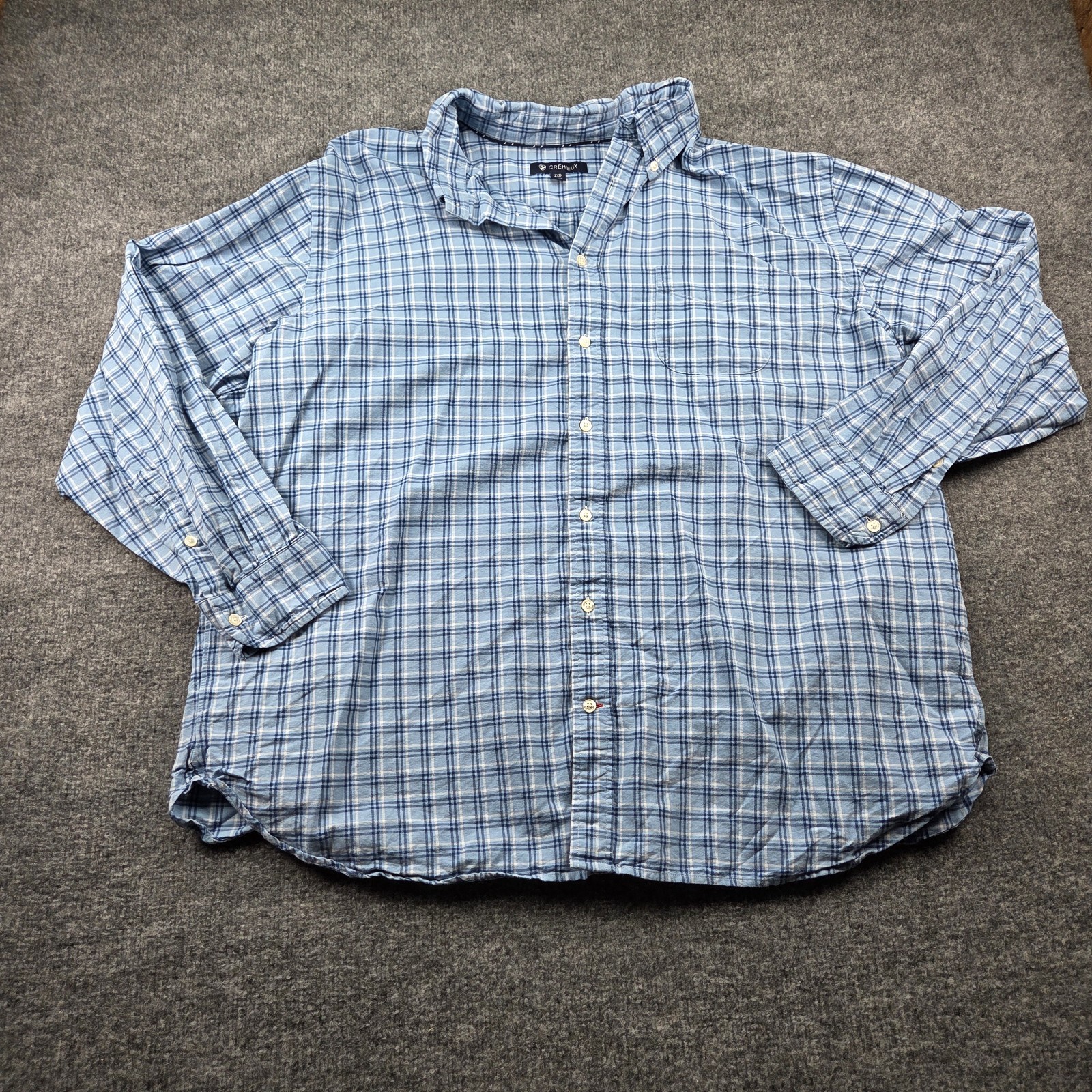 Cremieux Button Down Shirt 2XB Blue Plaid Cotton Long Sleeve