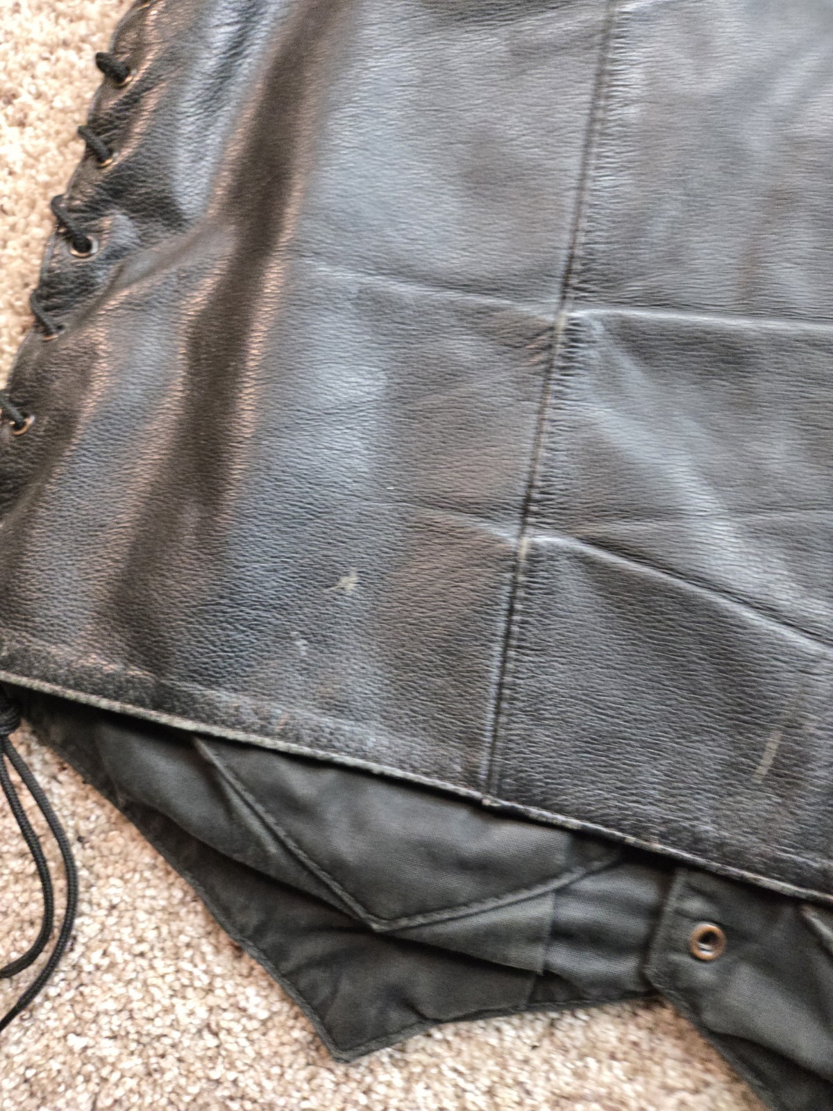 Street & Steel Gunslinger Leather Vest Mens Large Black Snap Front Lace Up