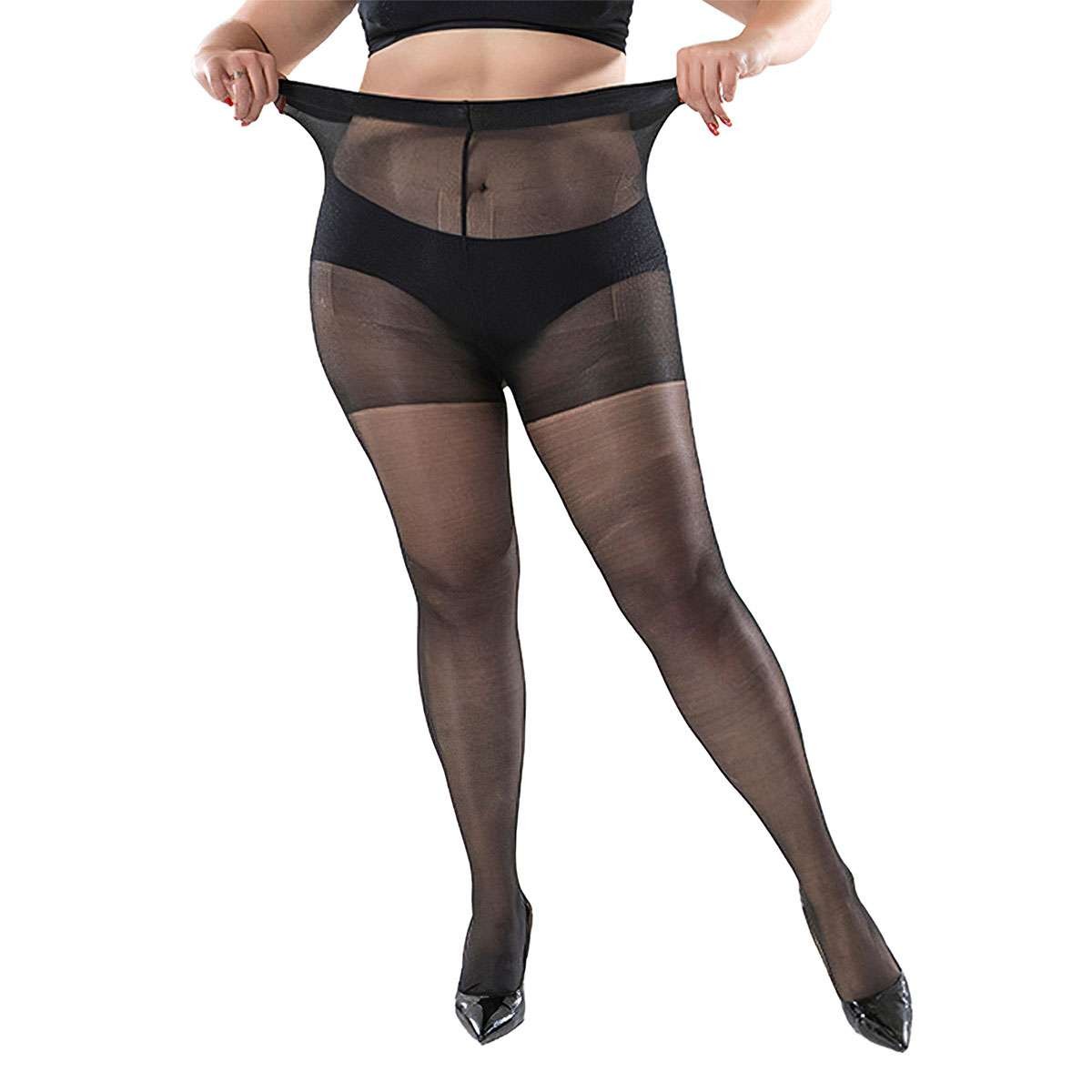 Women Plus Size Shiny High Glossy Sheer Stockings Dance Tights Pantyhose Hosiery