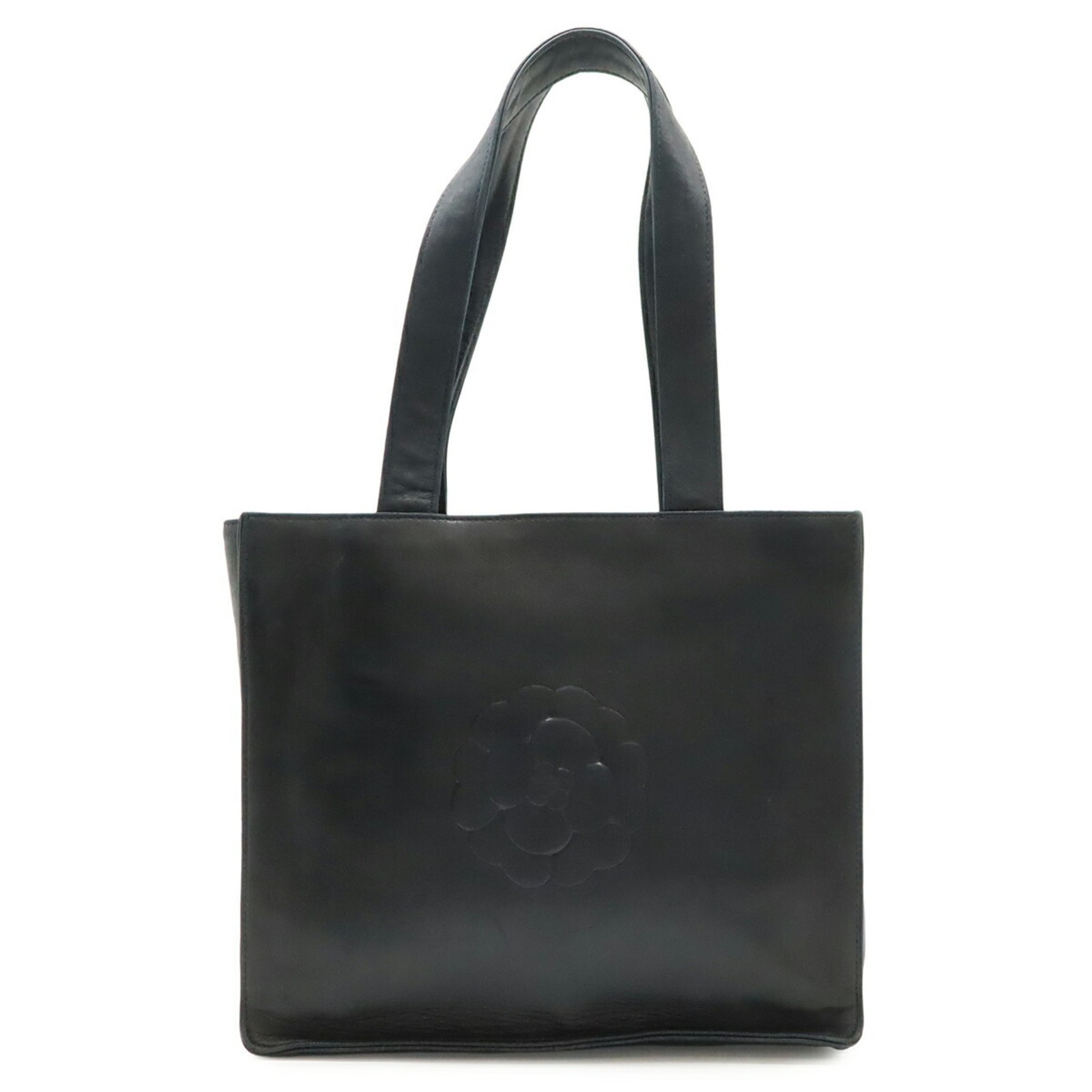 CHANEL Camellia Coco Mark Tote Bag Shoulder Lambskin Leather Black GZl1imbr