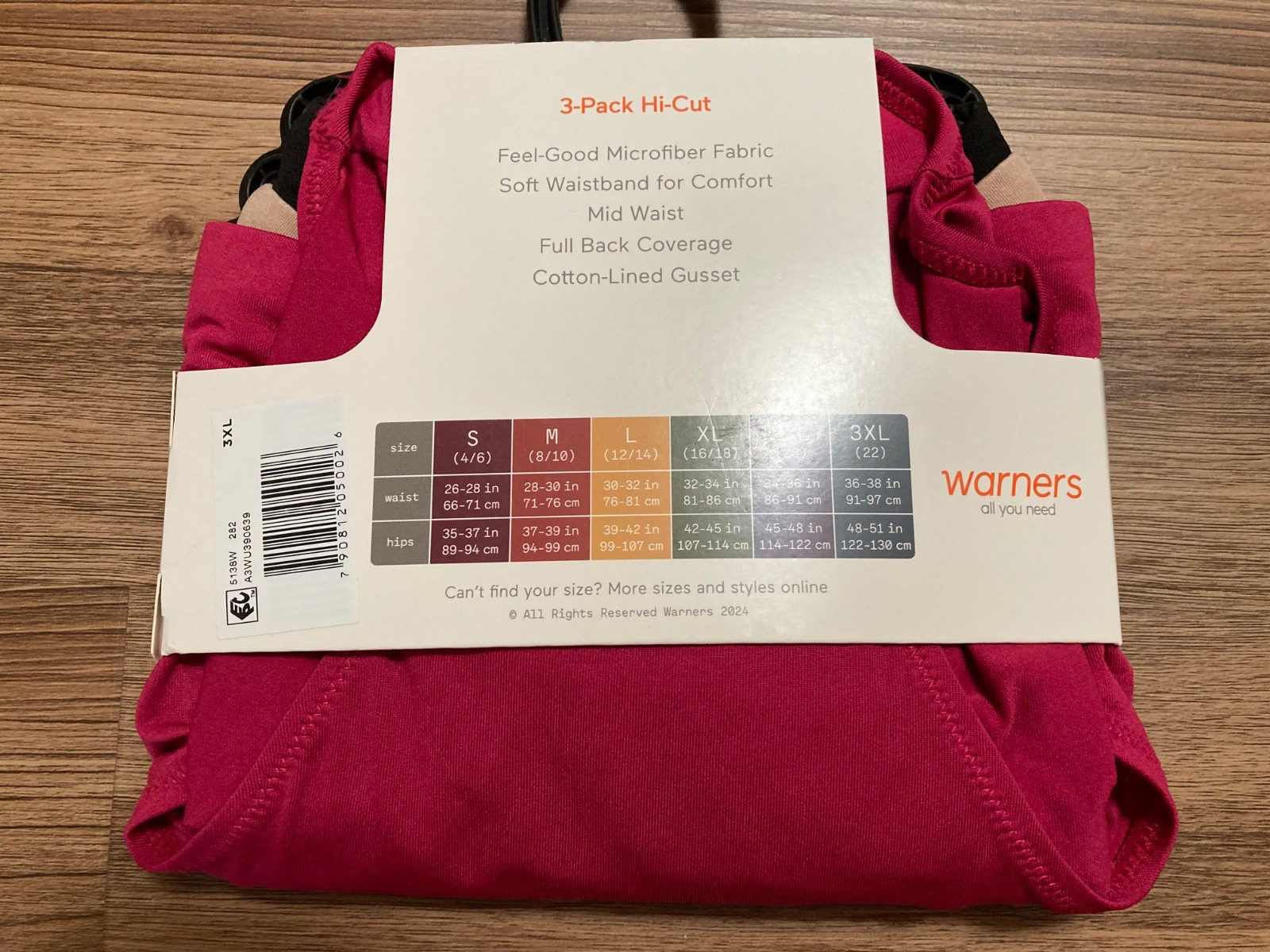 Warners Blissful Benefits Dig-Free Comfort Waistband Hi-Cut 3-pack Size 2XL 3XL