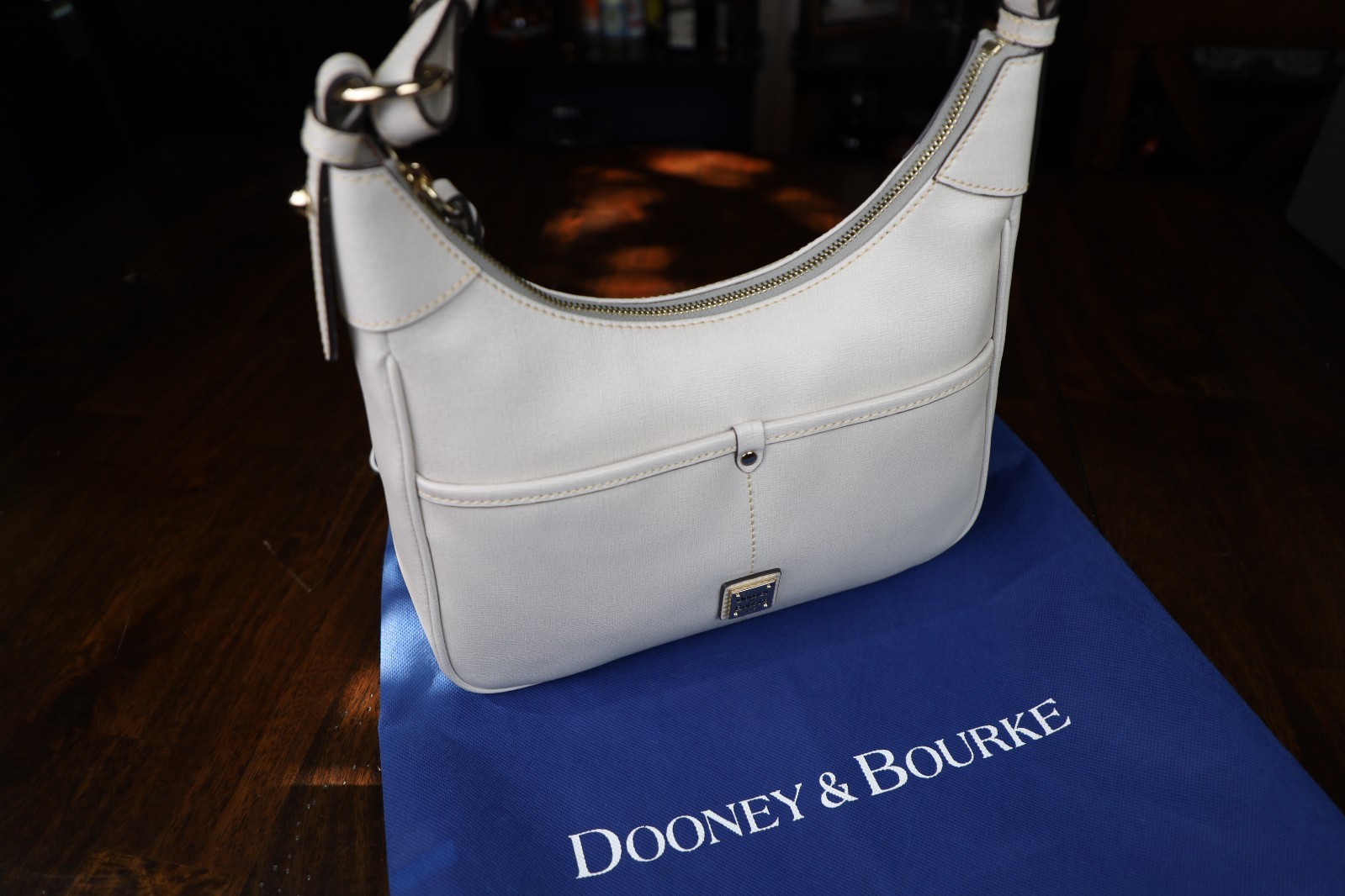 NWOT Dooney & Bourke Ecru Saffiano Rebecca Hobo