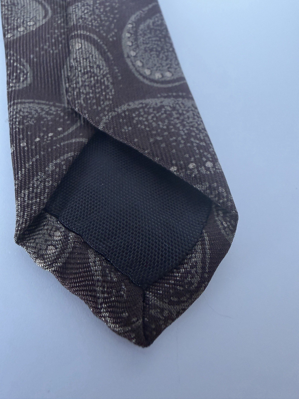 Vintage Fendi Roma Brown Abstract Pebble Silk Tie 90s Made in USA Wide Blade