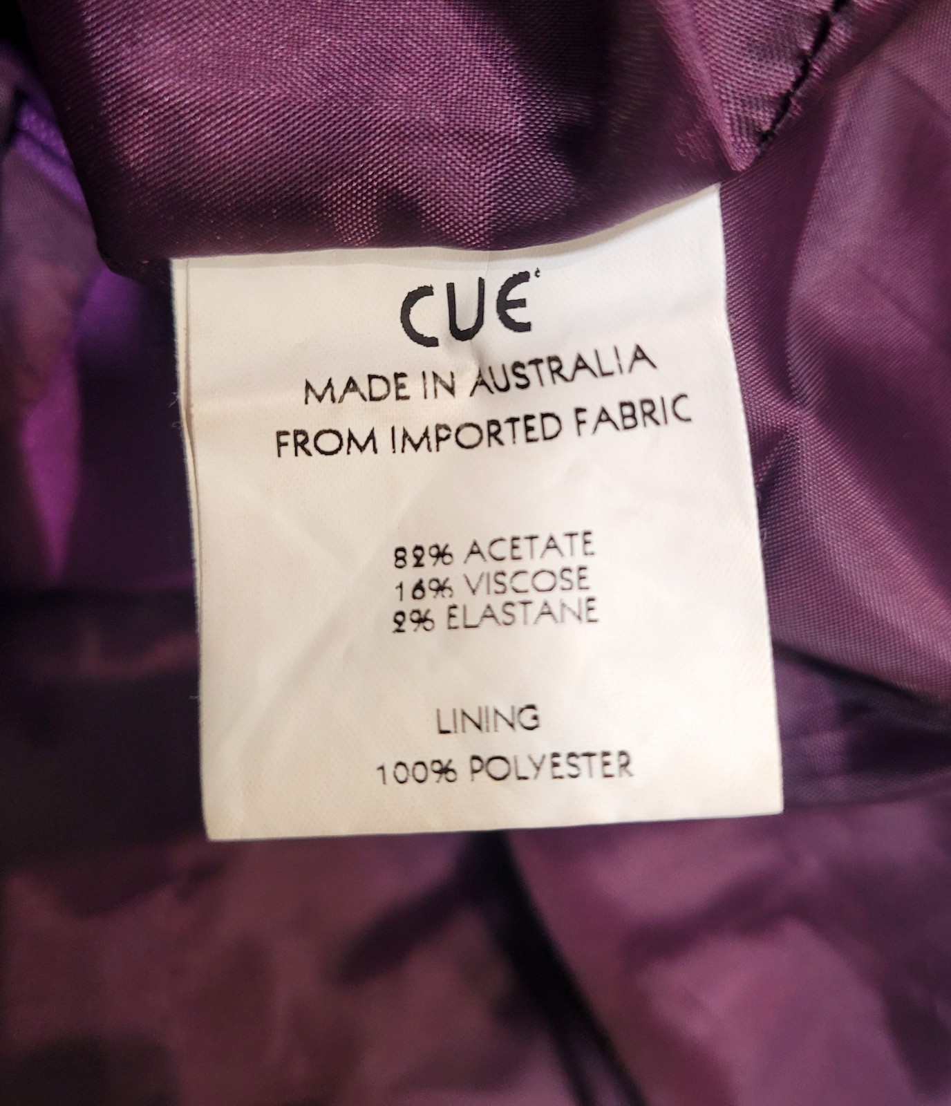 CUE Purple Satin Midi Pencil Bustle Dress Cup Sleeve Size 8