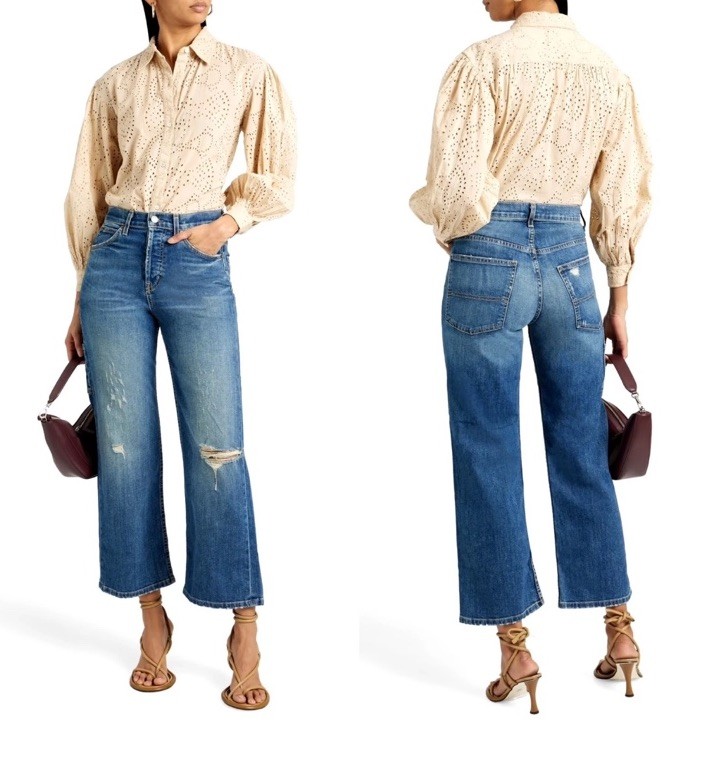 Nili Lotan Andree Shirt in Barley Size S Eyelet