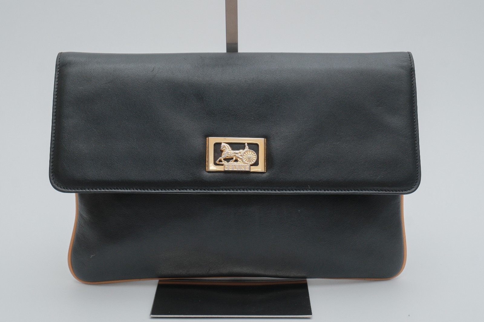 CELINE Clutch Hand bag Purse Horse Carriage Black