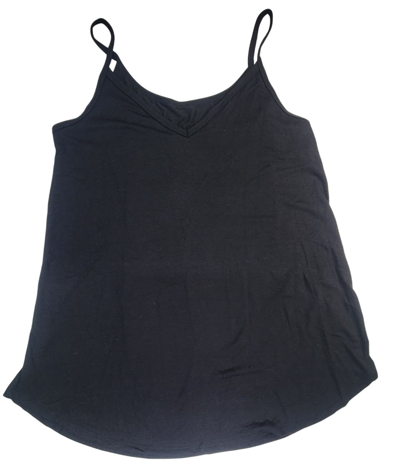 Black Sleeveless Cami Tank Top Polyester/Rayon/Spandex Blend Womens