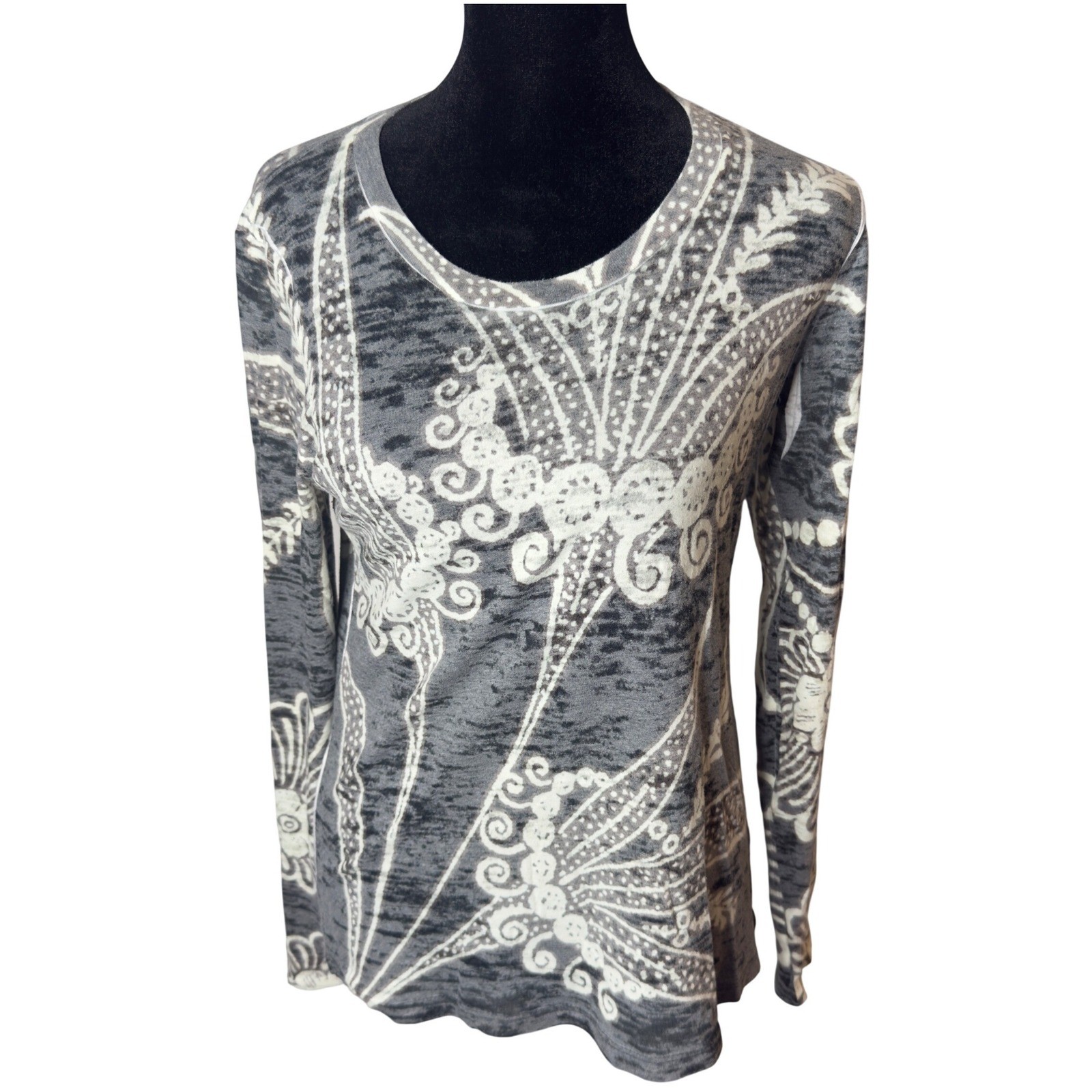 Sundance Before + Again Burnout Whimsigoth Top Size S Dark Floral Artsy