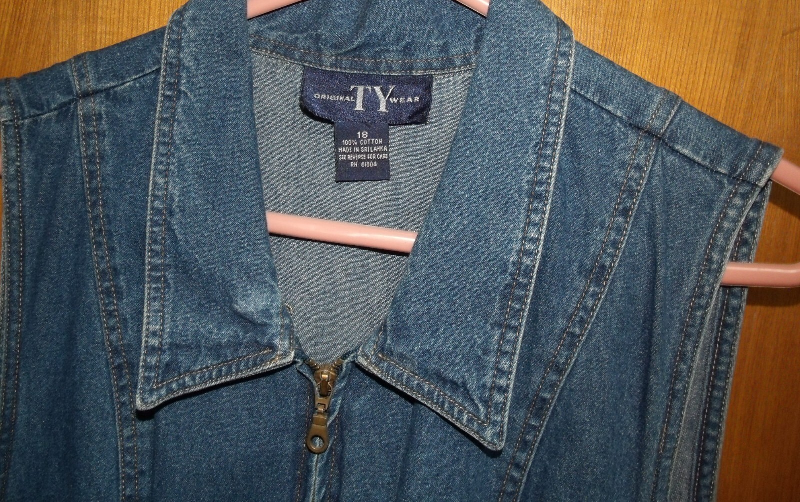 Vintage women’s Stone Washed blue denim Zip up Dress, TY original wear, Size 18