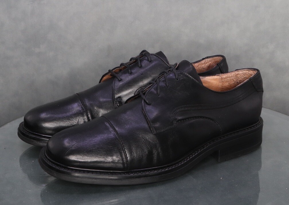 Bostonian Cap Toe Black Leather Dress Shoes Men’s Size 11.5 Made In Italy
