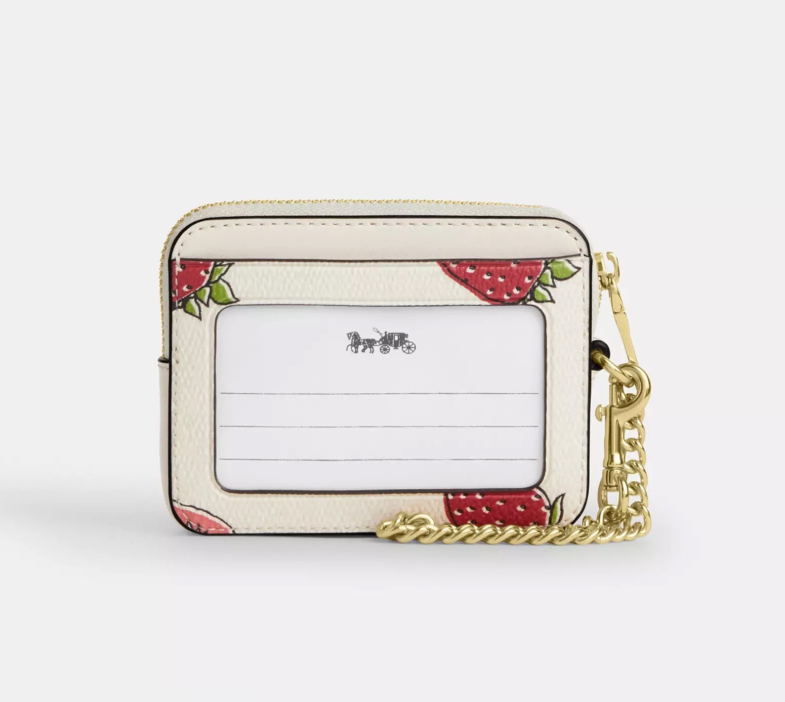 NWT Coach Zip Card Case With Strawberry Print CAR32