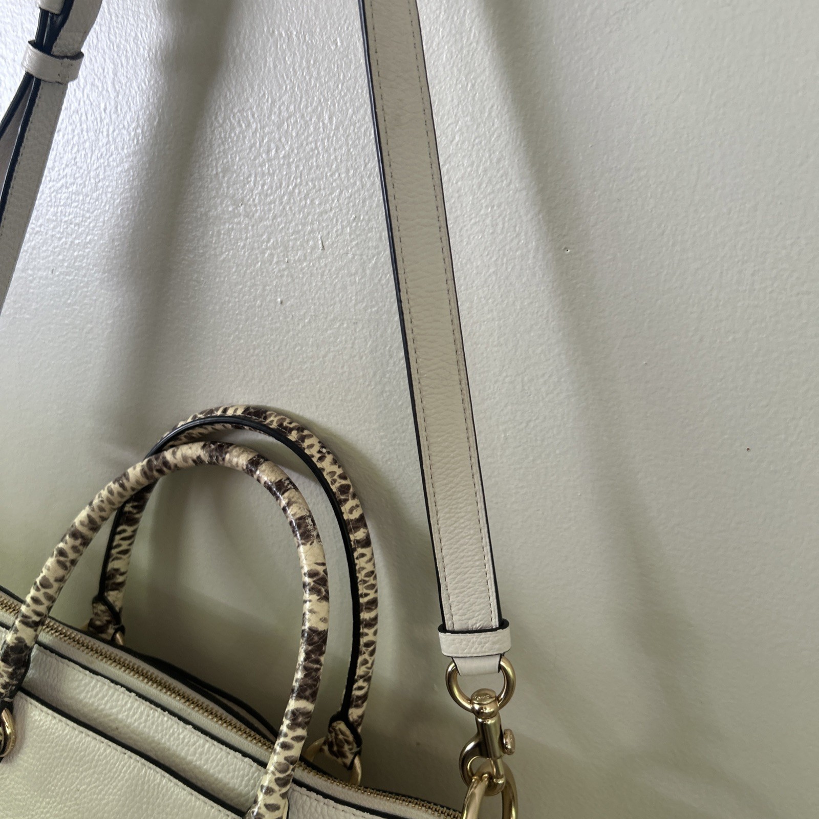 COACH Chalk Pebble Leather MIA Satchel W/ Exotic Trim #76642 EUC