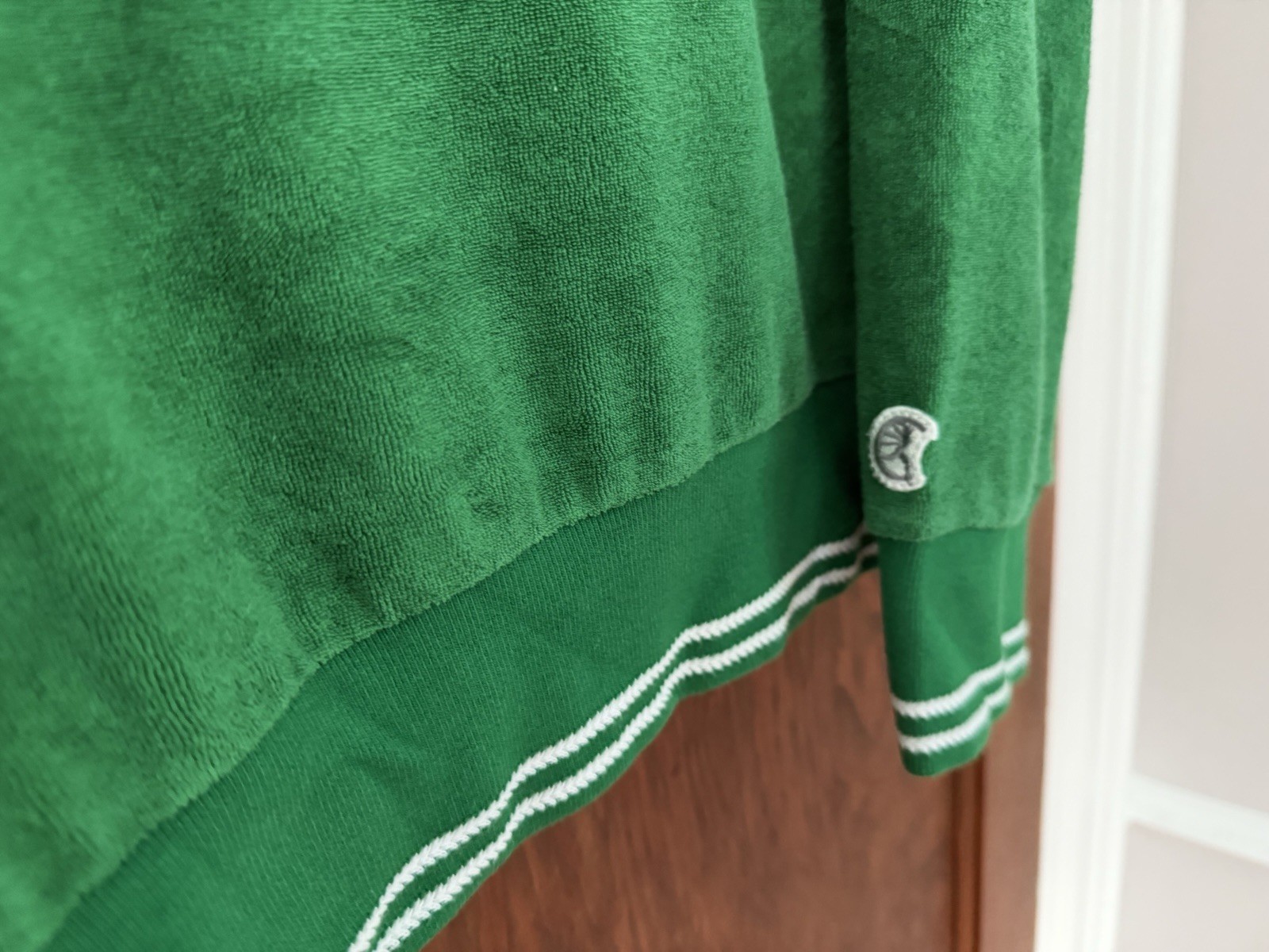 Todd Snyder x Champion Velour/Terry Cloth Long Sleeve Polo Shirt Medium Green