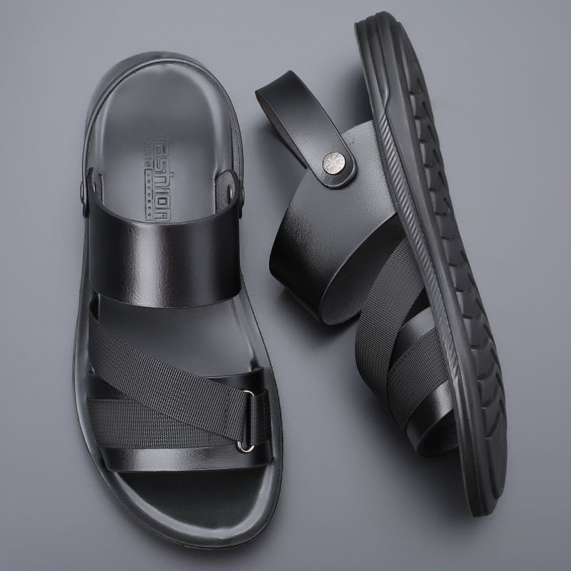 Men Microfiber Leather Sandals Casual Sports Summer Beach Shoes Home Slippers