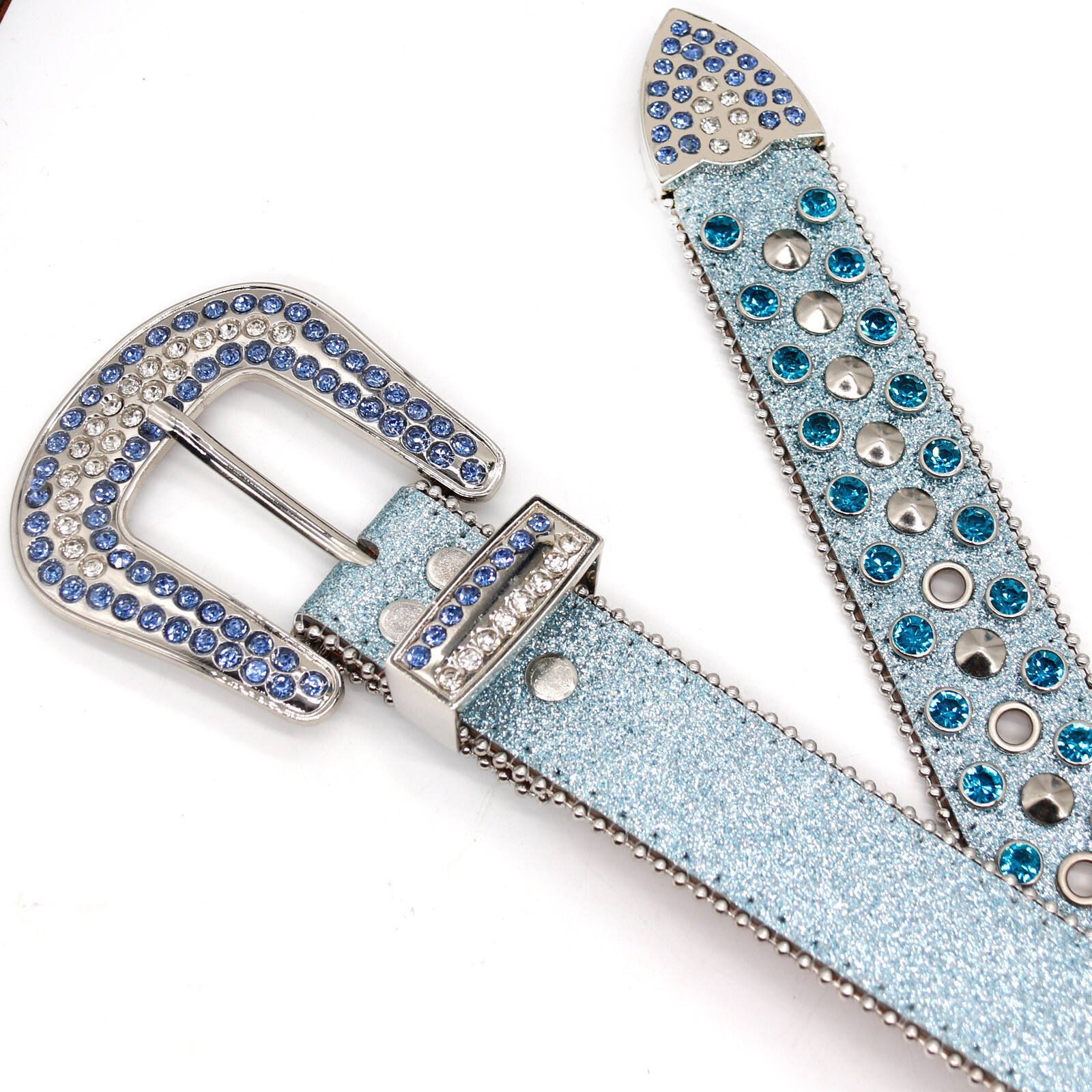 Western Rhinestone Belt for Women Men Rivet Studded Y2K Bling Leather Belts