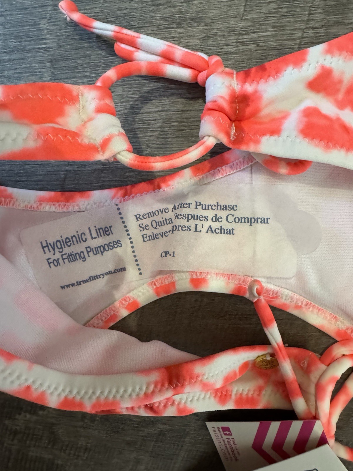 Raisins SWIM, Bikini Set, M, Coral/White Tie-Dye, Fringe Bandeau, Size: M, NWT