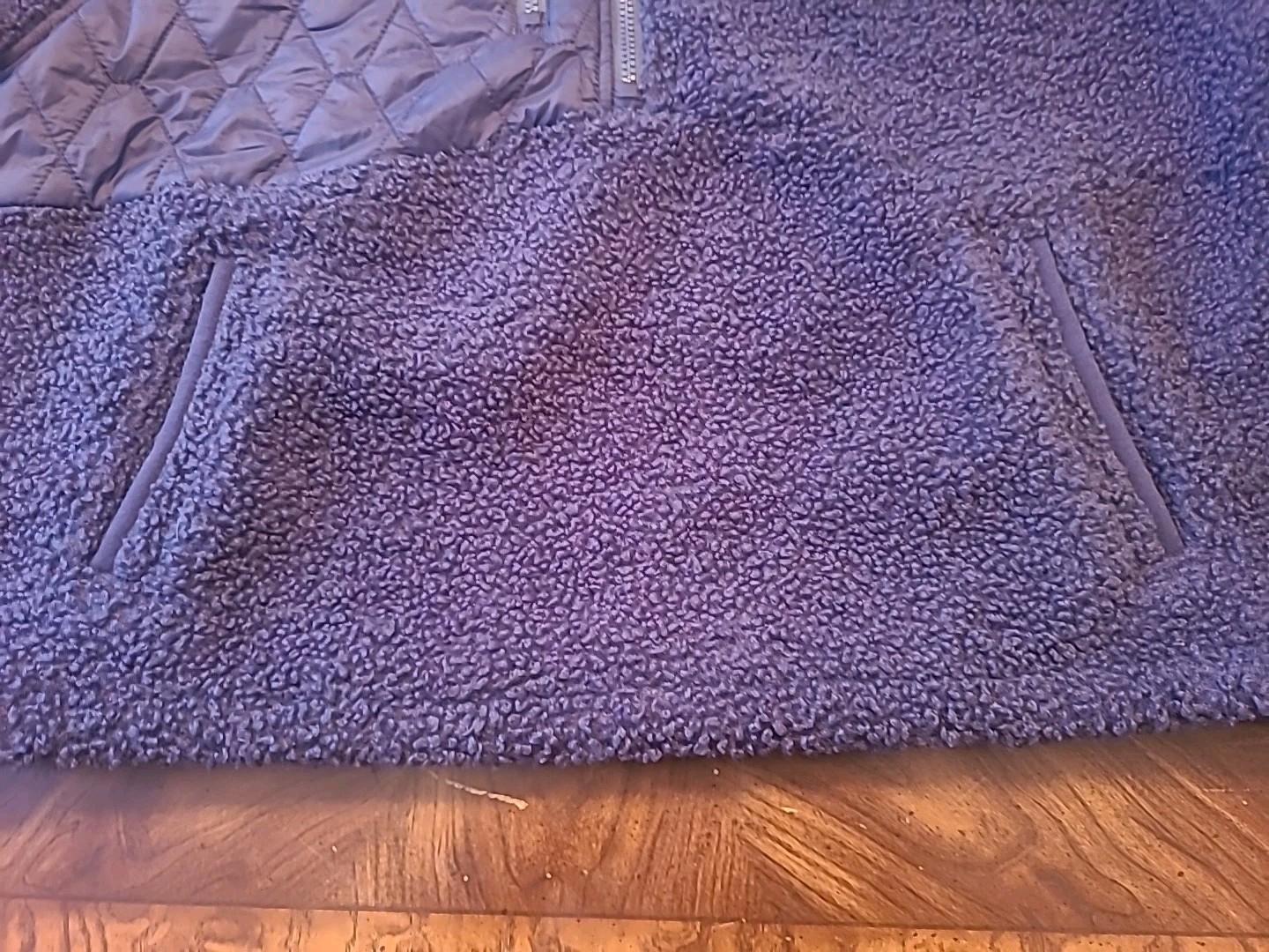 2 Joy Lab 1/2 Zip Sharpa Pullover Blue & Gray Cropped Plush Drawstring Hem…