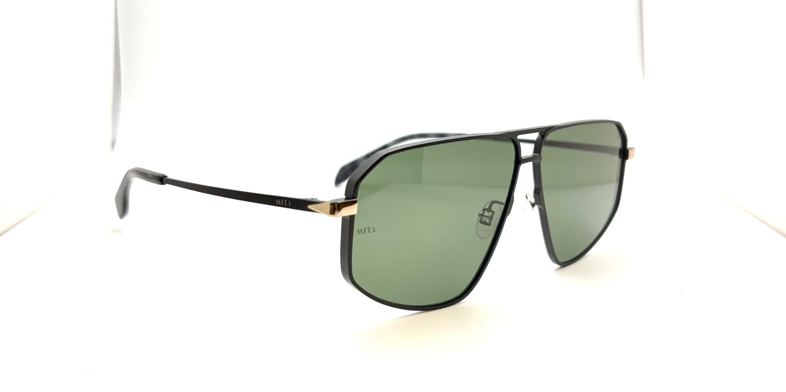 Mita Sunglasses Milano In Black Recycled Aluminum & Plastic Geometric Aviator