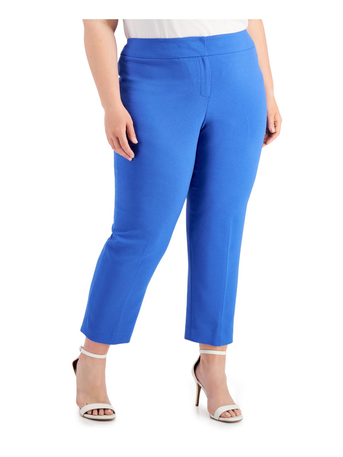 KASPER Womens Cropped Pants Blue Wear To Work Solid Plus 24W
