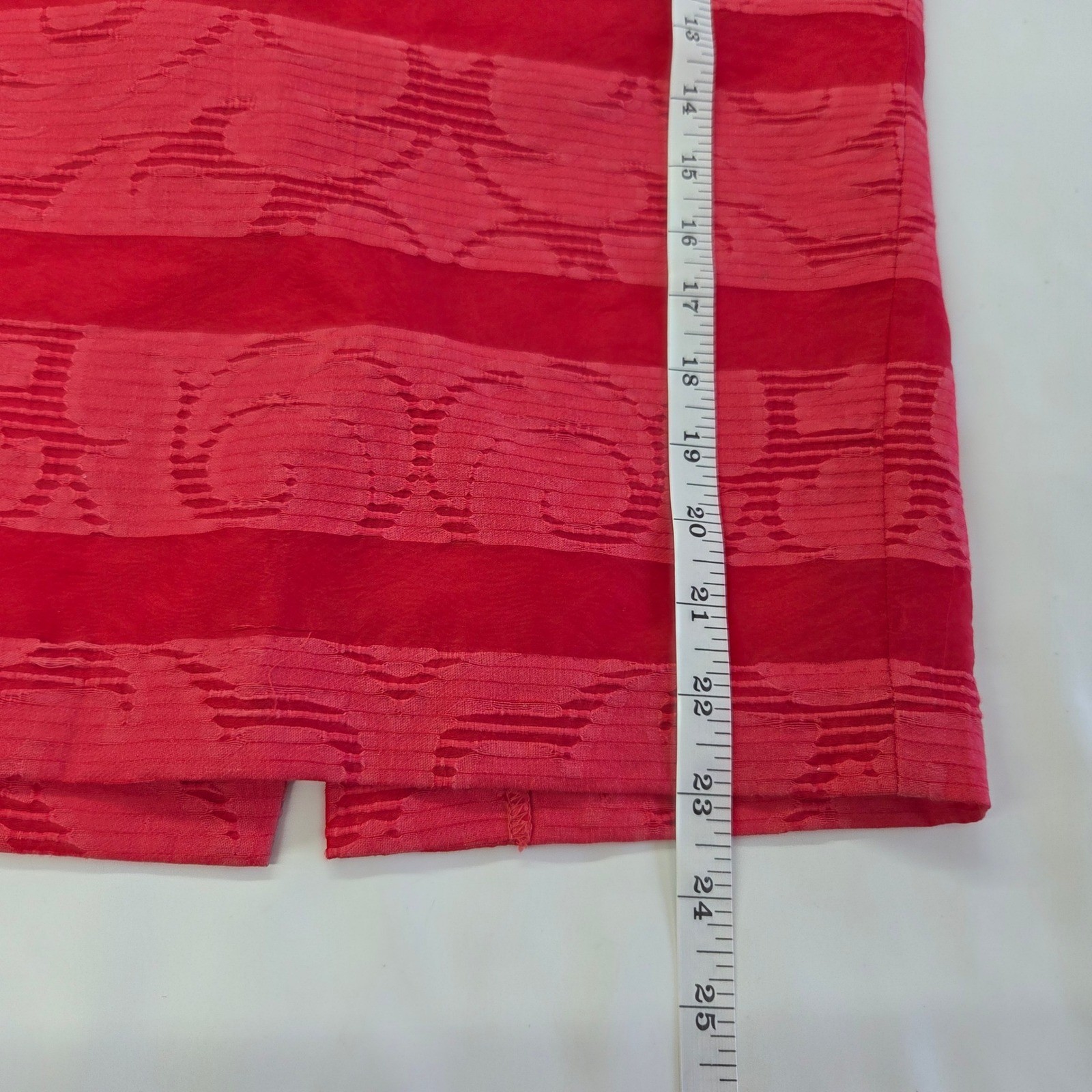 Ann Taylor Pencil Skirt Womens 2 Red Tonal Jacquard Striped Cotton Blend Lined
