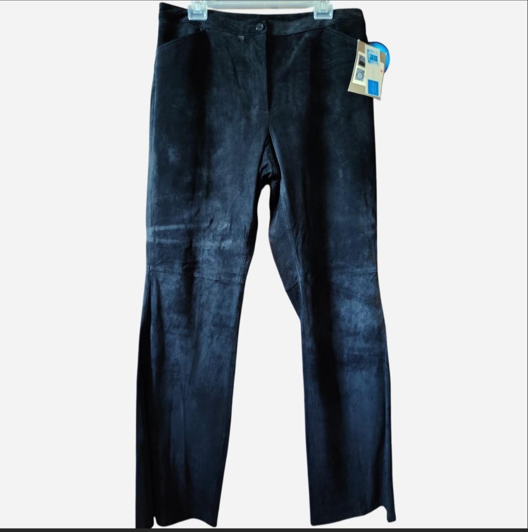 NWT Vintage Covington Black Suede Leather Pants Bootcut Women’s Size 12