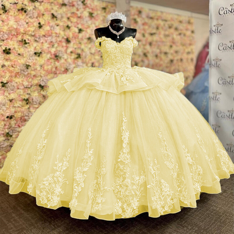 Quinceanera Off-Shoulder Dress Sweet 15 16 Birthday Party Prom Dress-