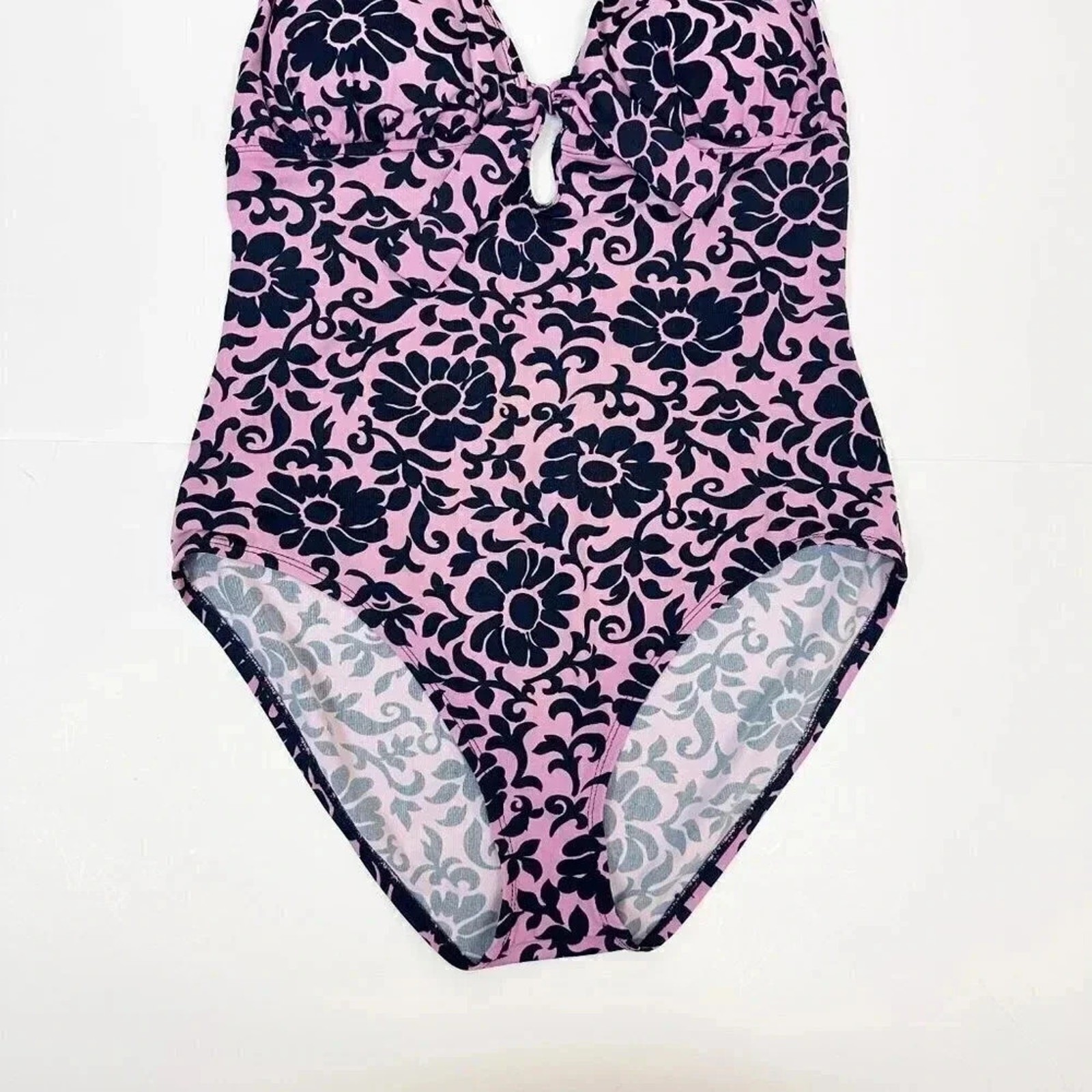 TOMMY BAHAMA One Piece Plunging Keyhole Neck Halter Swimsuit 10