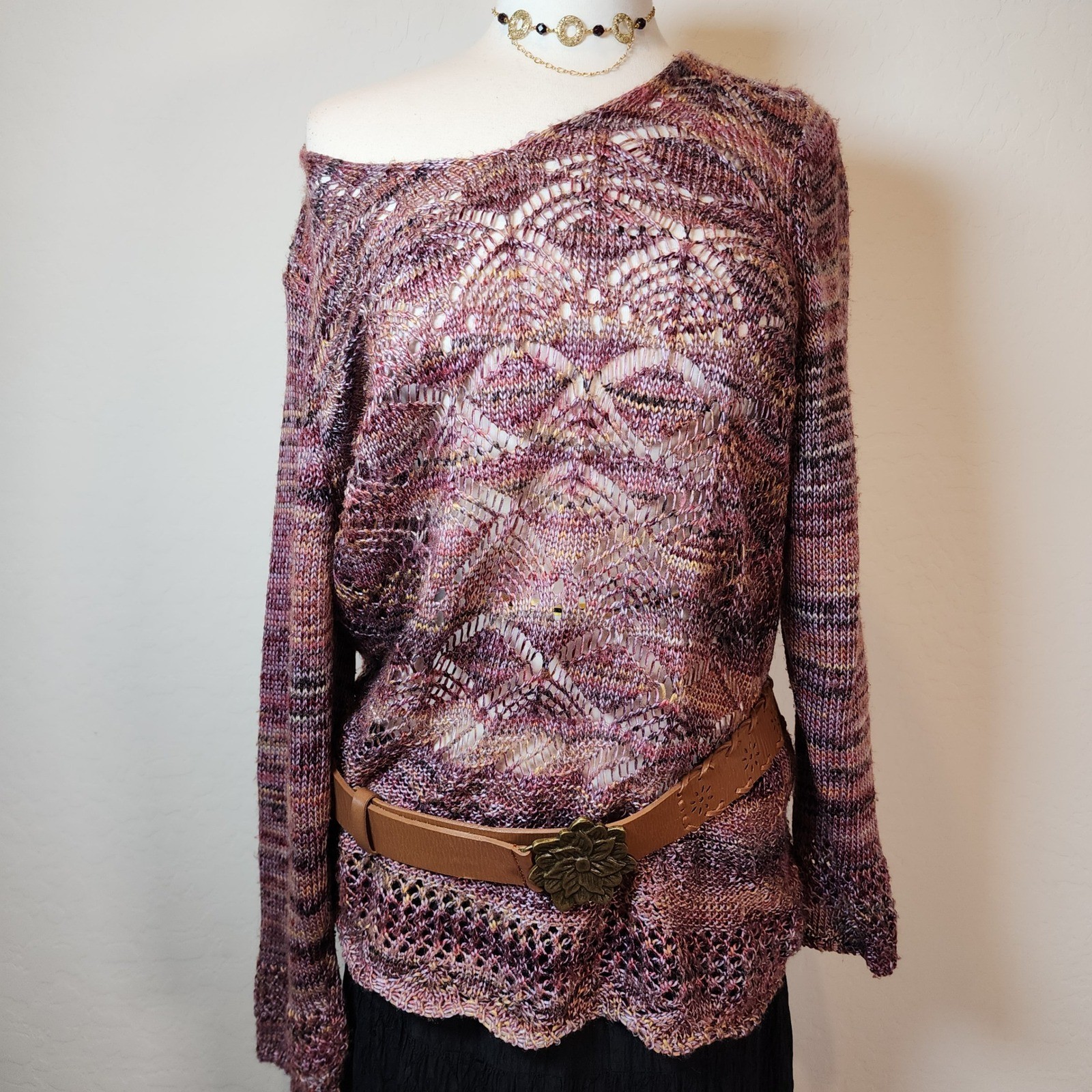 DB Established 1962 Woman 2X Sweater Knit Open Weave Pullover Layering Top