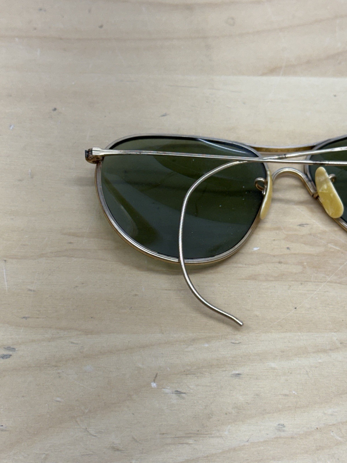 American Optical AO Cool Ray Ful-Vue Green Aviator 1/10 12k GF w/Case WWII Vtg