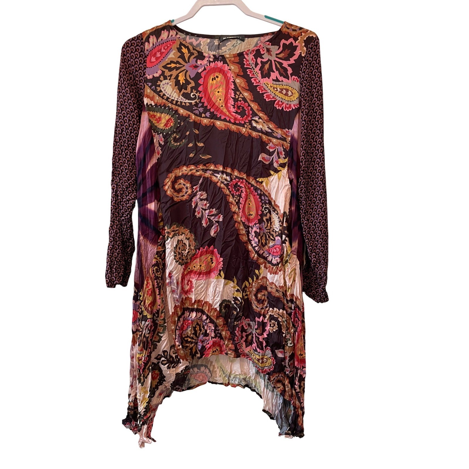 Alembika Size 2 (8-10) Jupiter Crinkle Tunic Top Paisley Sharkbite Hem