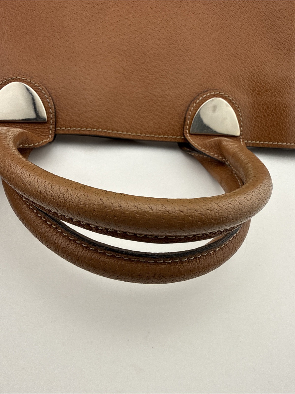 Vintage Lederer Made Italy Brown Pebbled Leather Large Tote Shopper Handbag