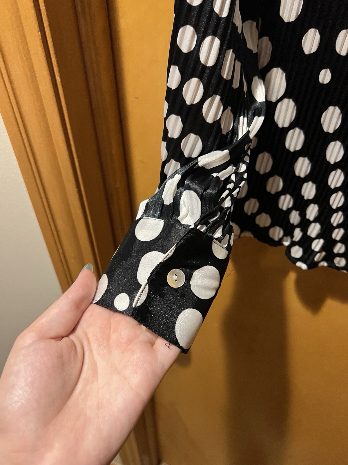 Vintage Funky White And Black Polka Dot Blouse
