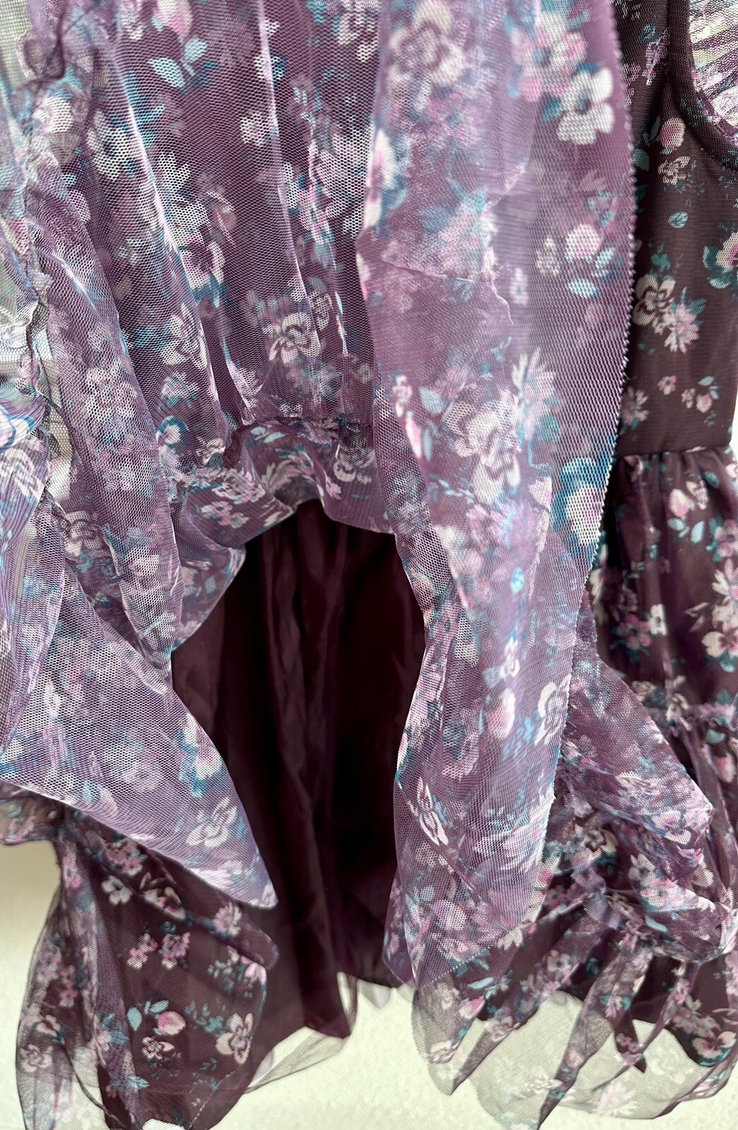 EUC Zenzi Floral Lined Tiered Dress Purple Wedding Flower Girl Large 10/12