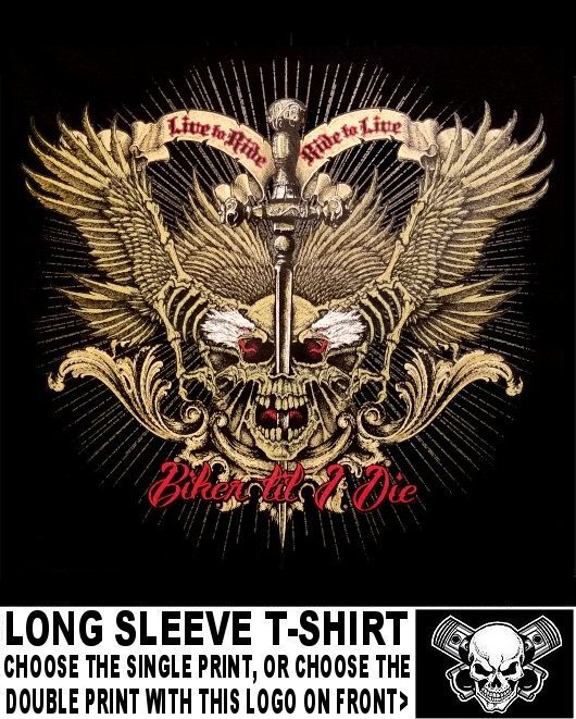 Live To Ride Ride To Live Biker Till I Die Sword Skull Motorcycle T-shirt AB85