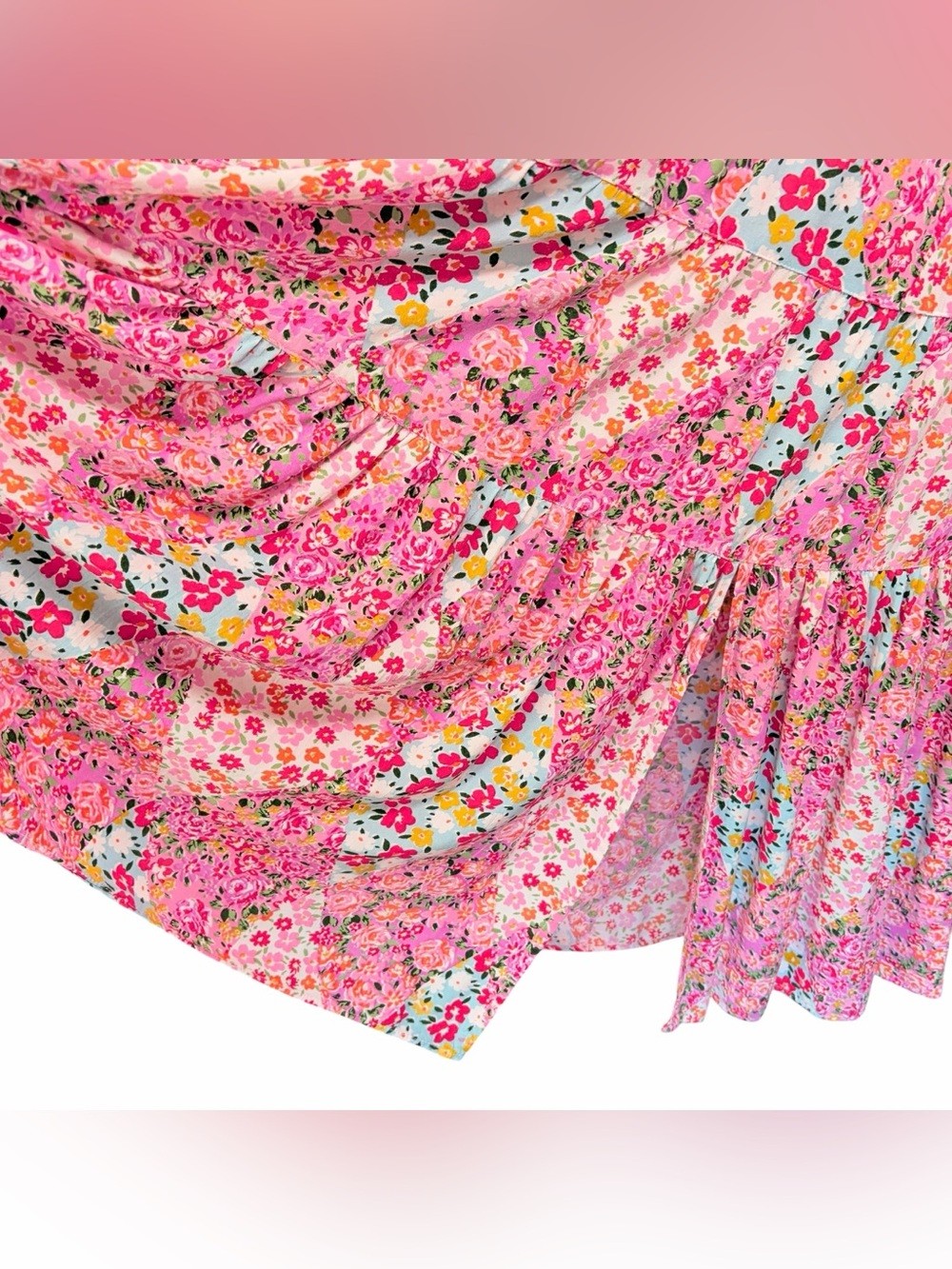 ANGIE Floral Cottagecore Tiered Maxi Dress Twisted Back Feature, 1X