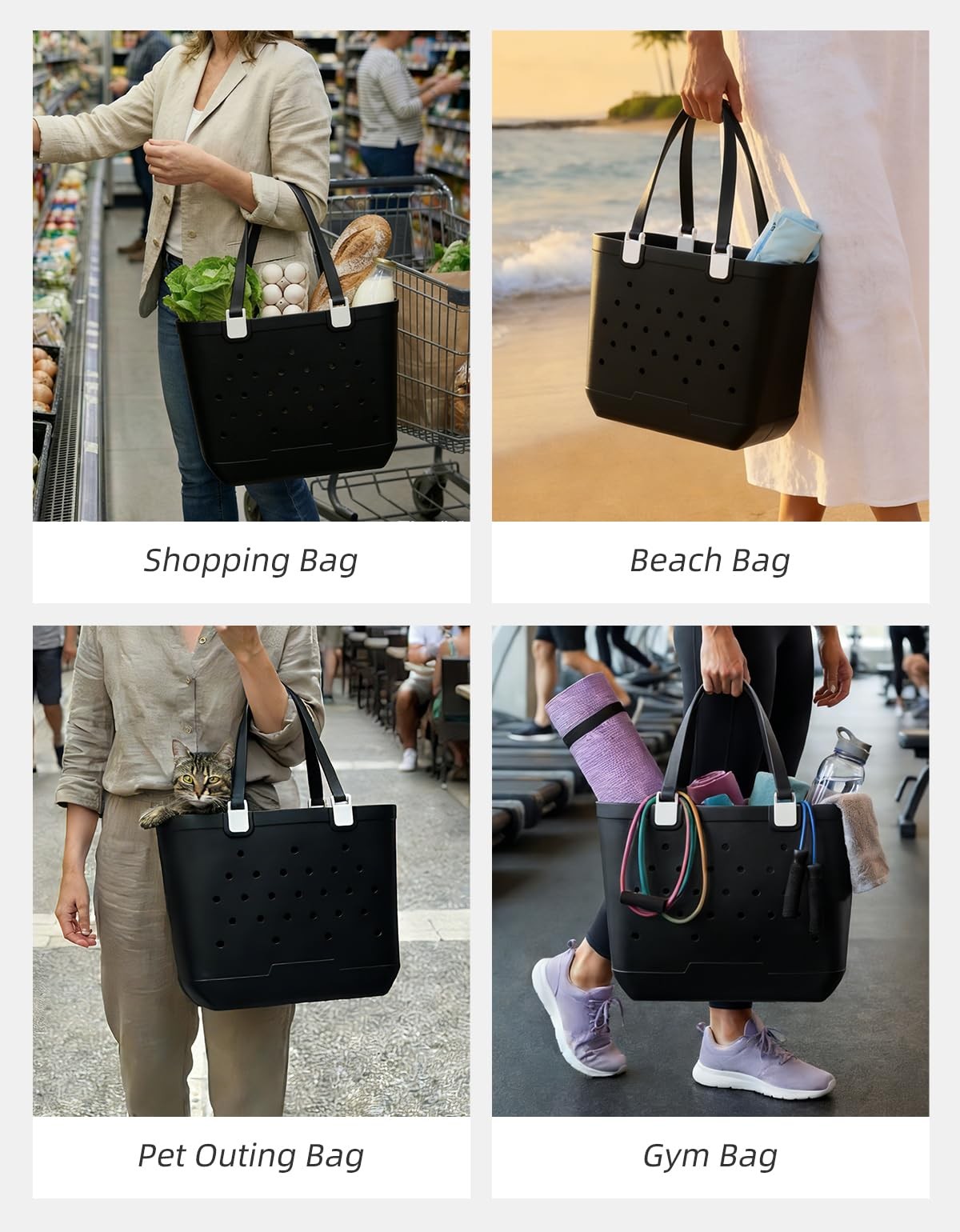 Beach Bag – Large Sandproof Rubber Tote with Waterproof Pocket for Travel & P…