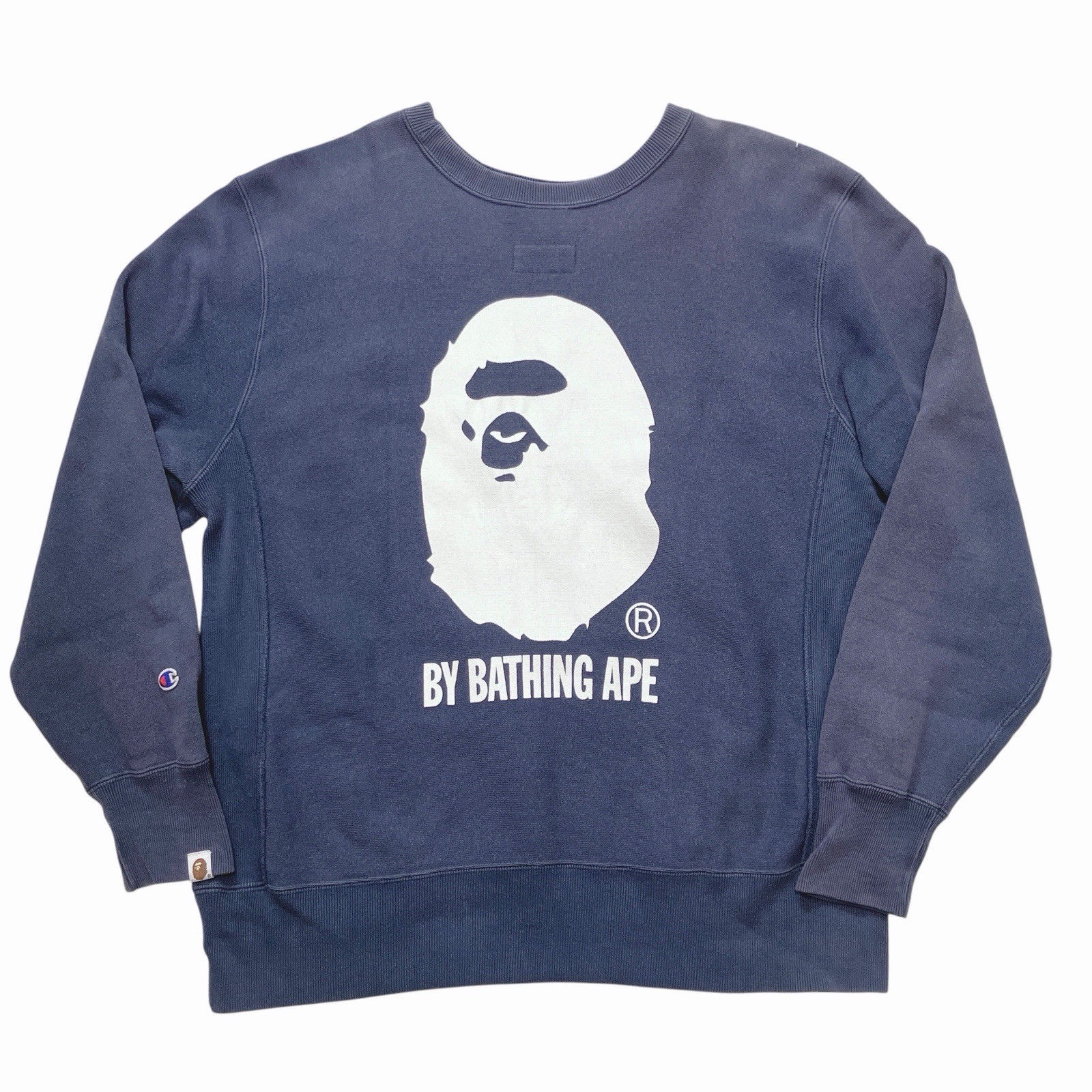 A BATHING APE Champion Reverse Weave Logo Print Sweatshirt Men’s Size XL Japan