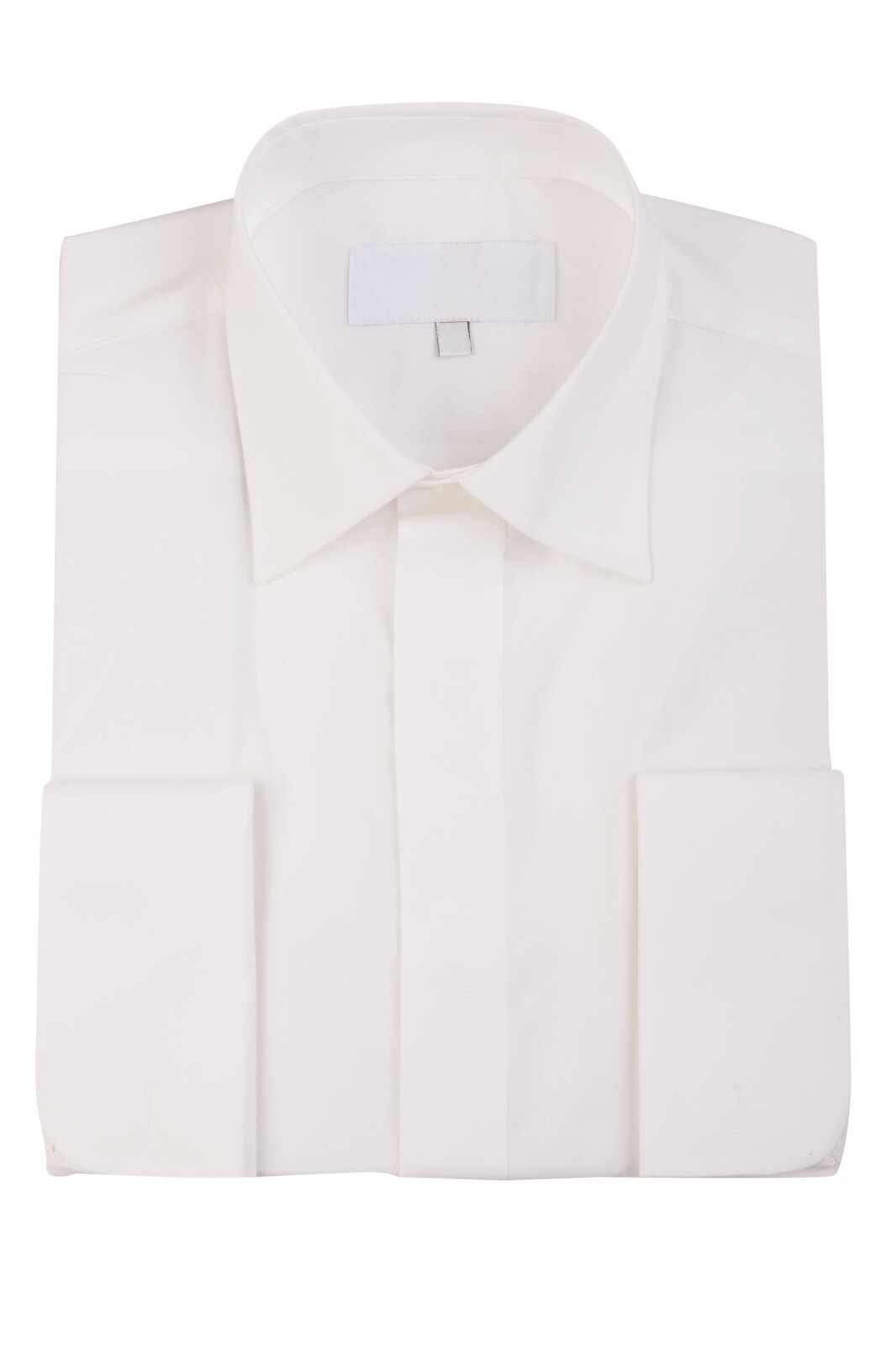 Men’s Ivory Dress Shirt Cotton Double Cuff Formal Regular Collar Cream Off-White