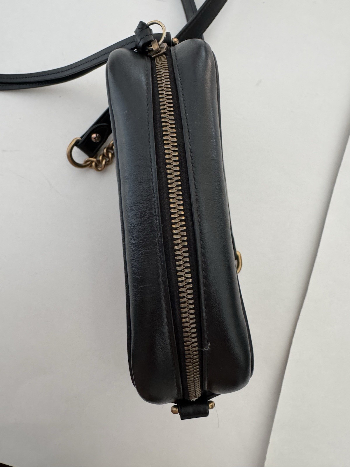 Pre Owned Fair Replacement Bolt Last Photo Gucci GG Marmont Mini Double G Black