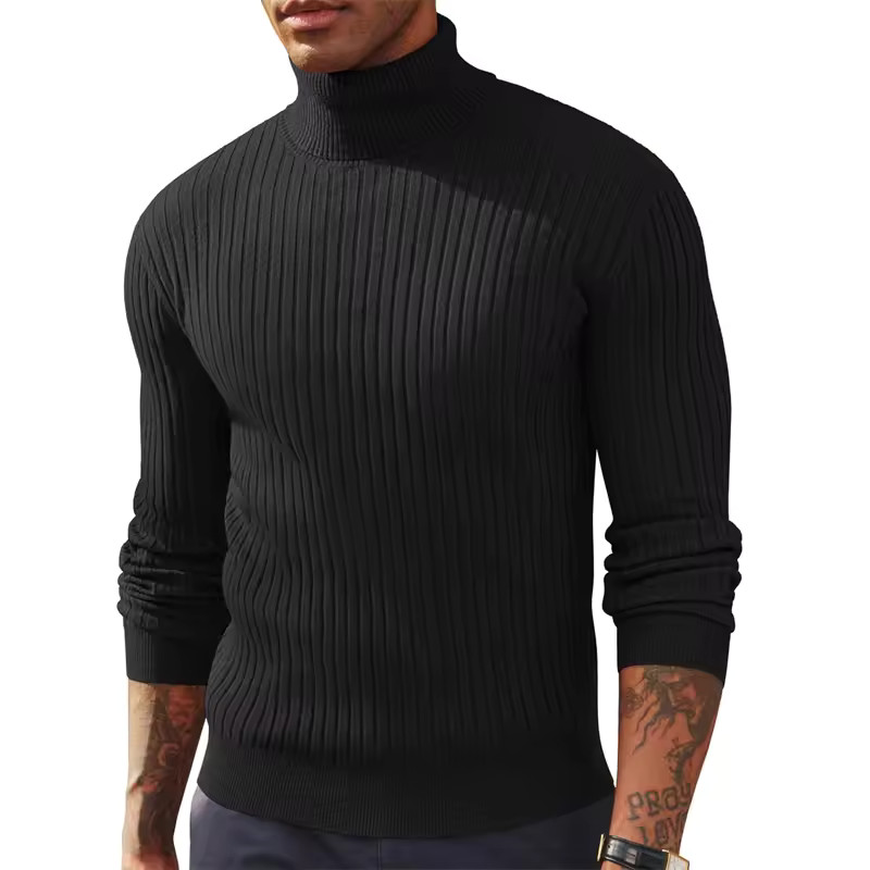 Men’s Slim Fit Turtleneck Sweater Long Sleeve Knitted Pullover Winter Warm Thick