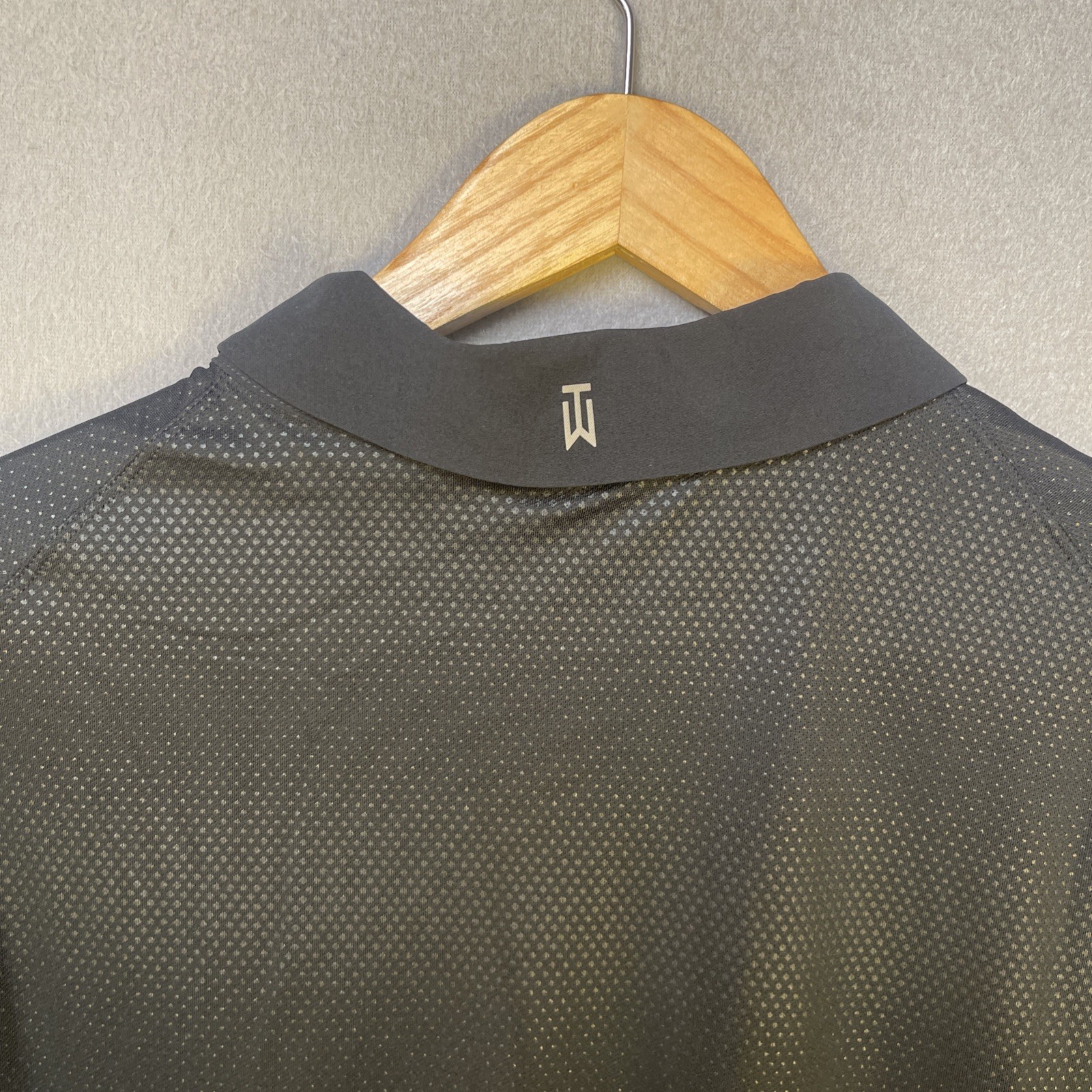 Nike Golf Tiger Woods Collection Polo Shirt Mens XL Black Micro Dot Print NEW